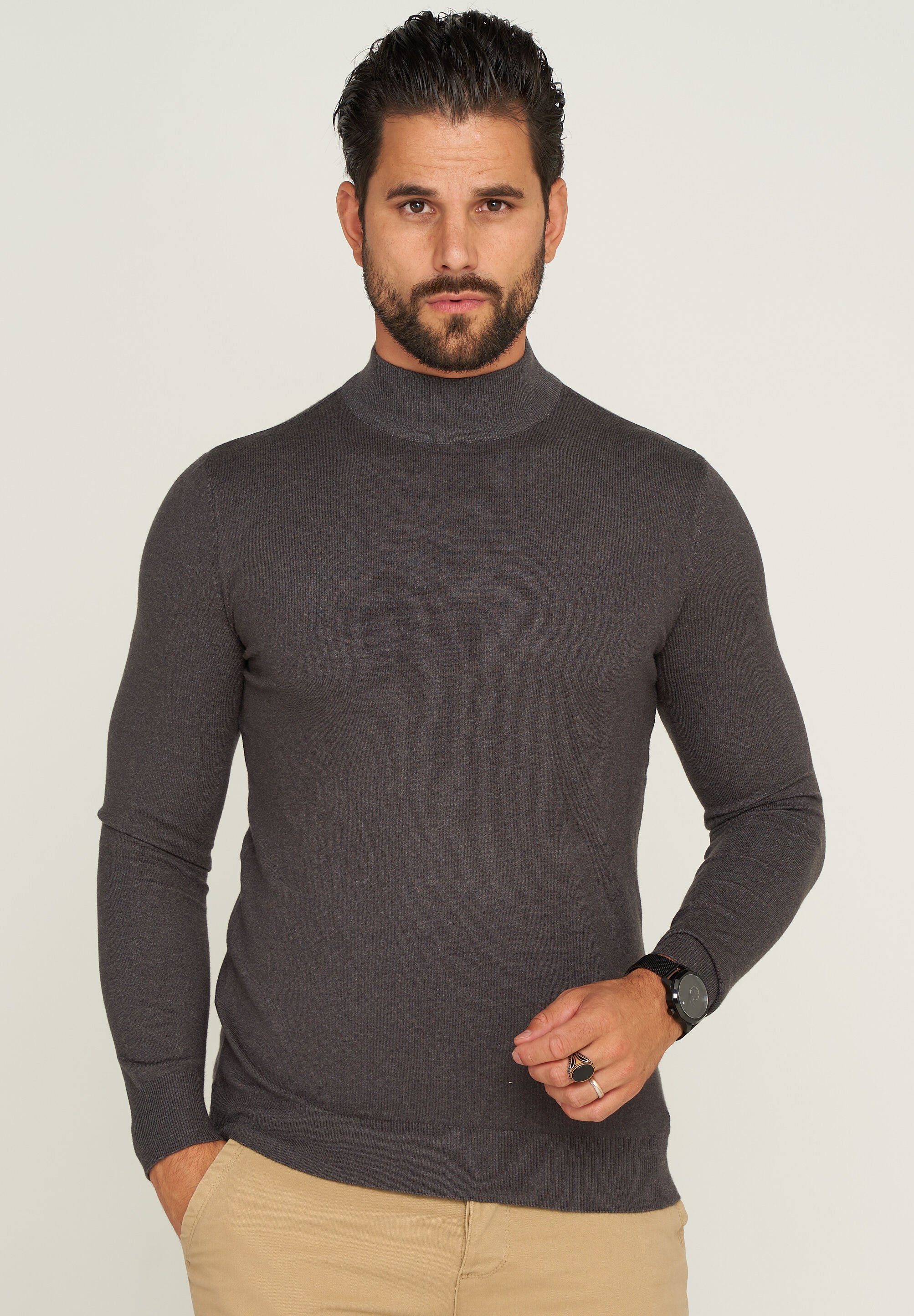 behype Rollkragenpullover BHFLORO Feinstrick Stehkragen-Pullover