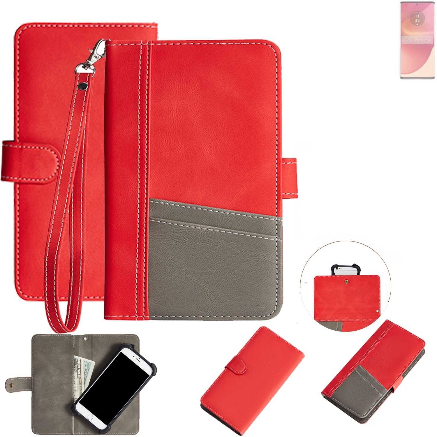 K-S-Trade Handyhülle für Motorola Edge 50 Fusion, Handy Schutzhülle Hülle Portemonnee Brieftasche Klapphülle