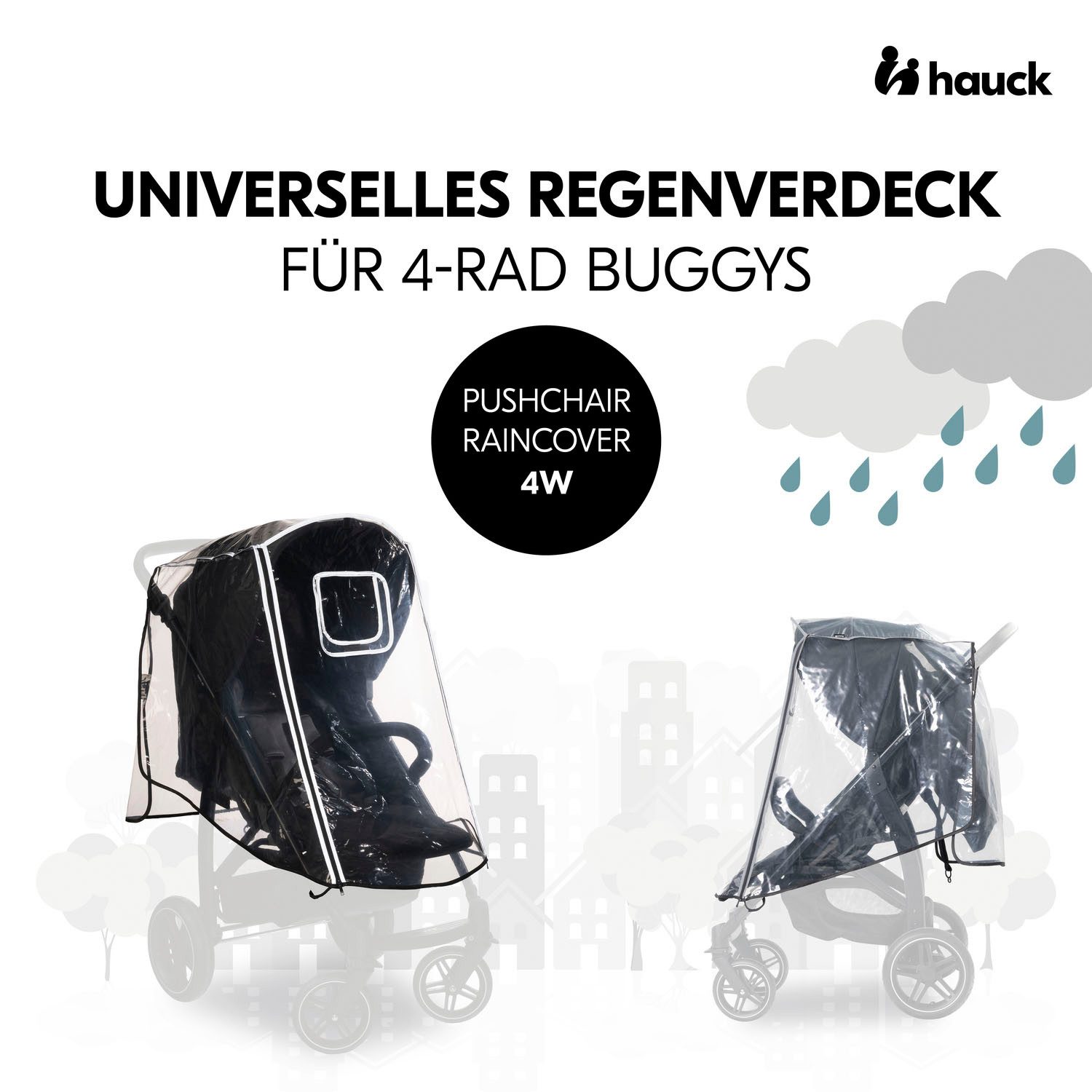 Hauck Kinderwagen-Regenschutzhülle Pushchair Raincover 4W, für 4-Rad-Buggy