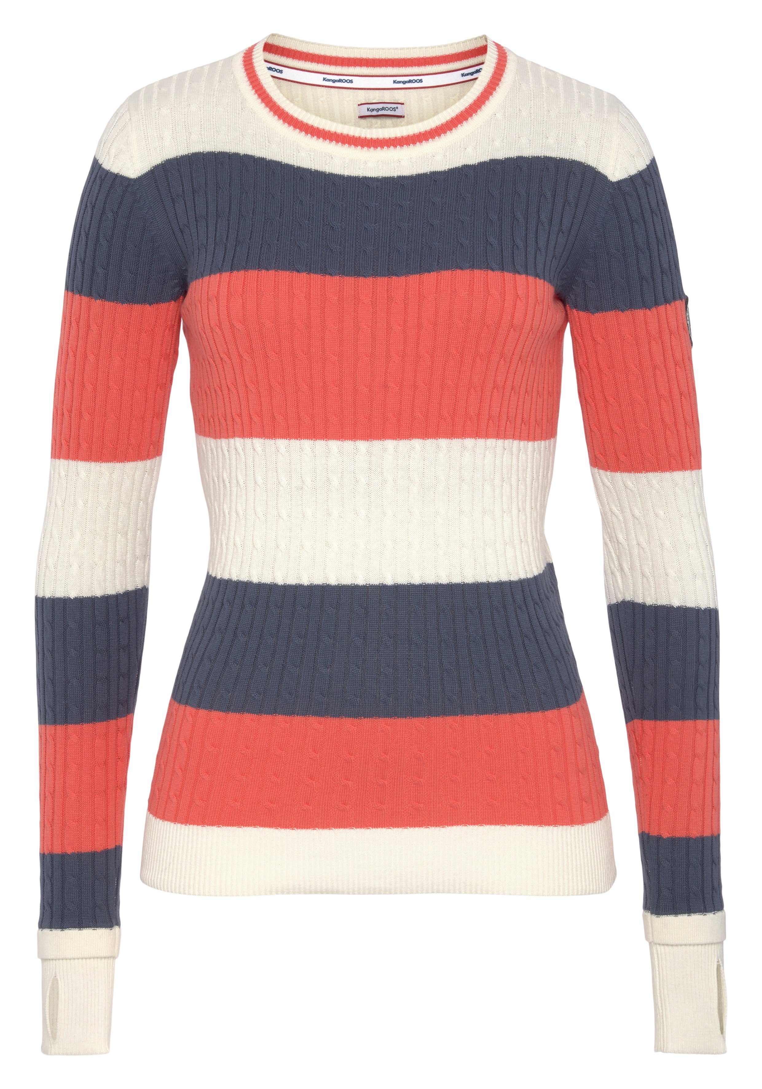 KangaROOS Rundhalspullover mit modischen Blockstreifen & trendigem Strickmuster. Reduzierter Preis € 29,99. Unverbindliche Preisempfehlung € 39,99, (€ 29,99 pro 1 Stk)