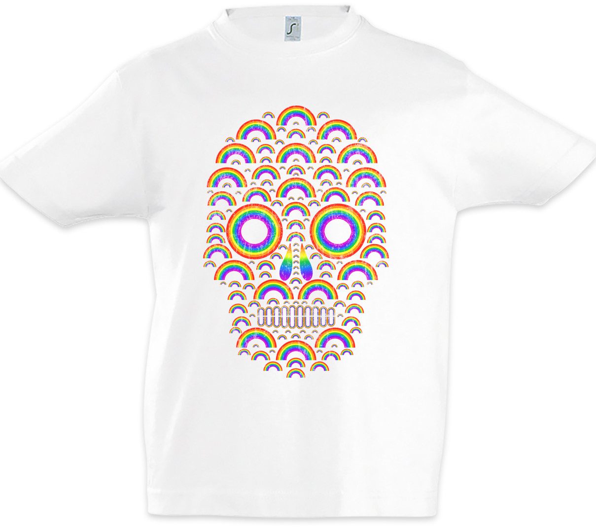 Print-Shirt Rainbow Skull Kinder T-Shirt Schädel Totenkopf Mexican Mexico Sugar