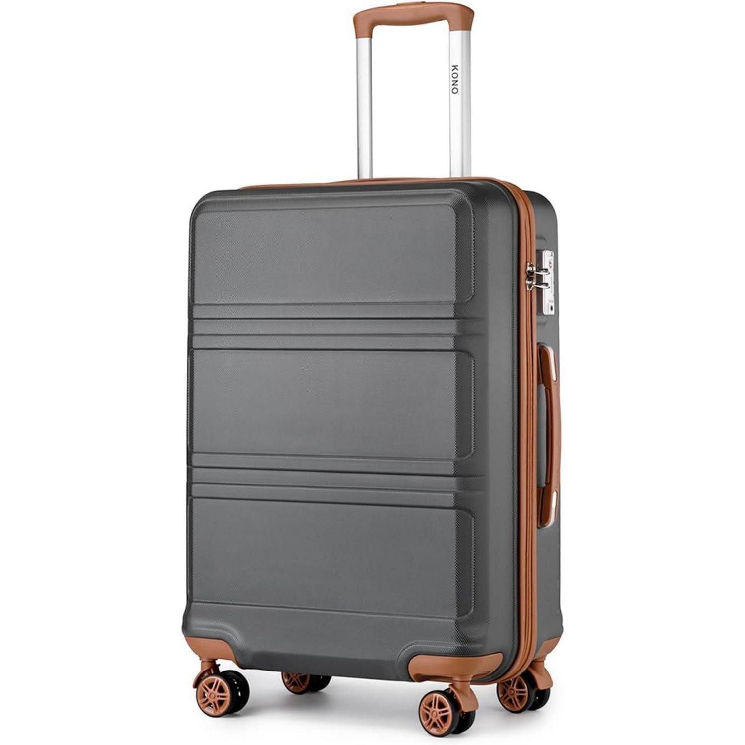 Hartschalen-Trolley Koffer Trolley Reisekoffer XL (74cm) Grau Braun