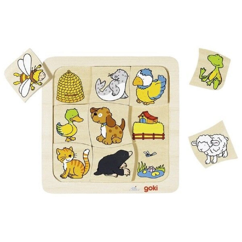 Puzzle Legespiel Wer lebt wo? Holz Puzzle Holzspielzeug 56881