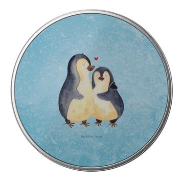 Mr. & Mrs. Panda Aufbewahrungsdose Pinguin umarmen - Eisblau - Geschenk, Liebesbeweis, Liebesgeschenk, L (1 St), Einzigartiges Design