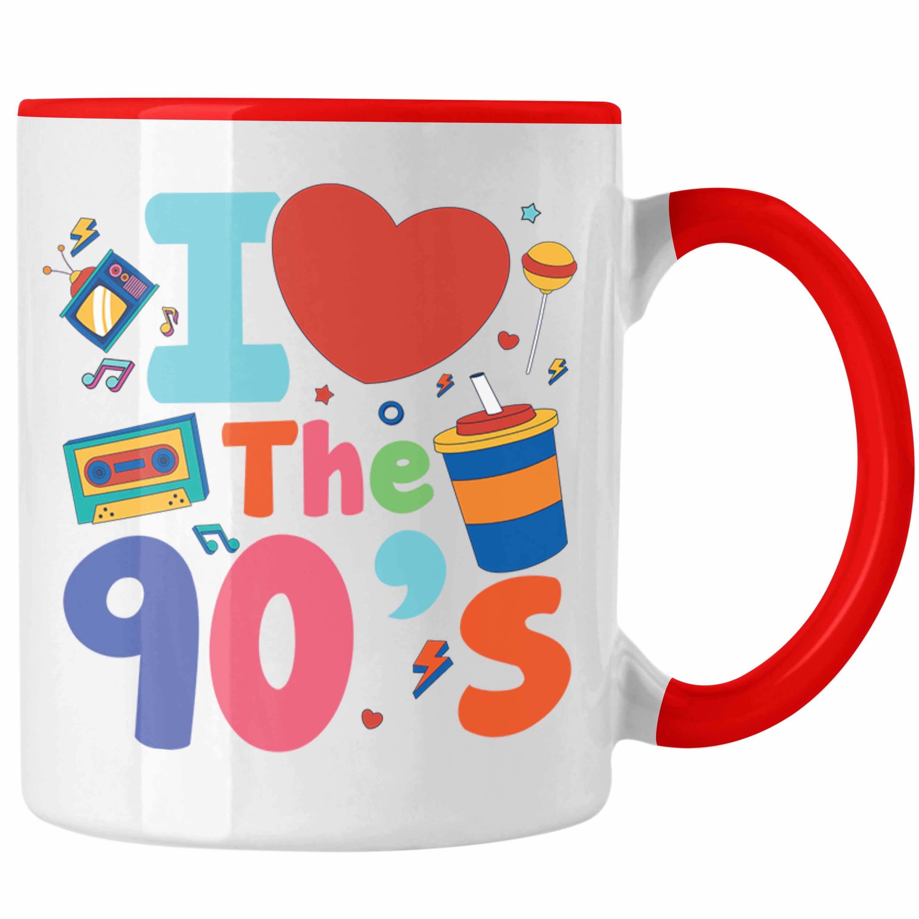 Trendation Tasse Trendation - I Love The 90's 90er Jahre Tasse Geschenk Neunziger Geschenkidee Party Rot