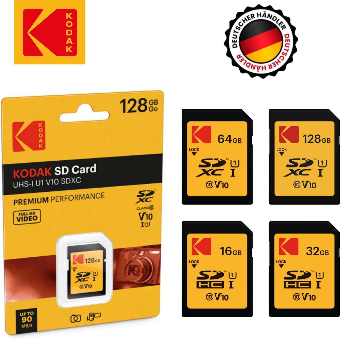 Kodak Kodak SD-Karte Speicherkarte 32 GB Premium Performance Speicherkarte (32 GB SD-Karte GB)