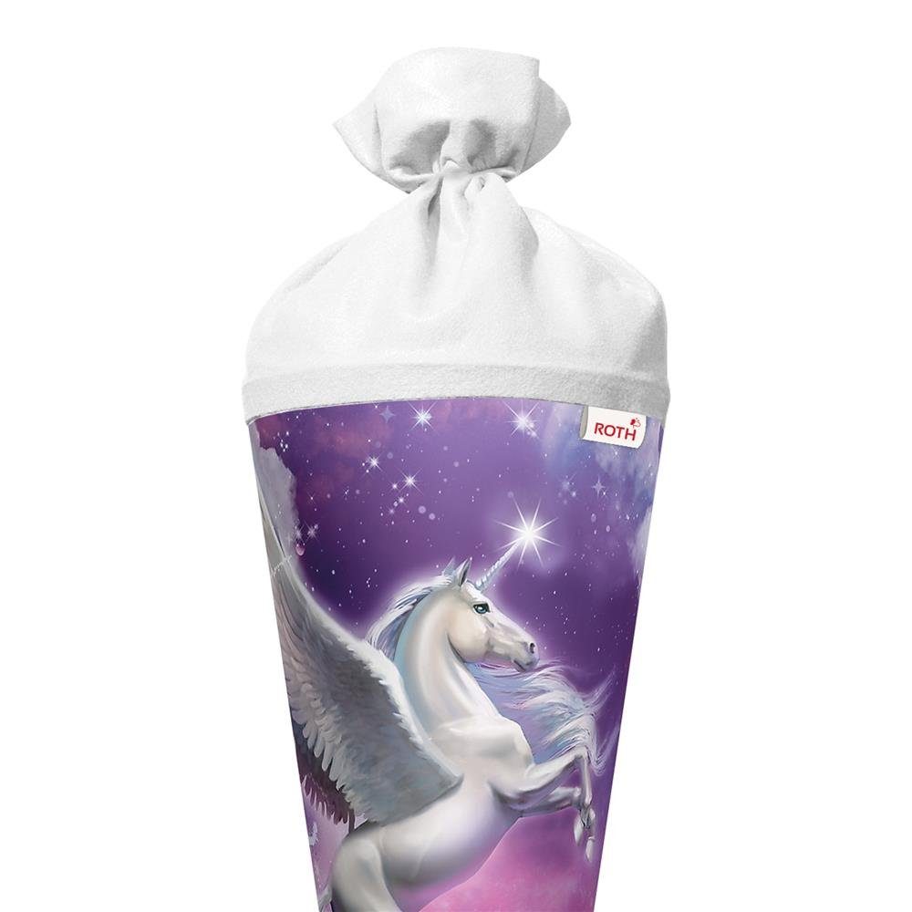 Roth Schultüte Magic Pegasus, 70 cm, rund, mit weißem Filzverschluss, Rot(h) Spitze