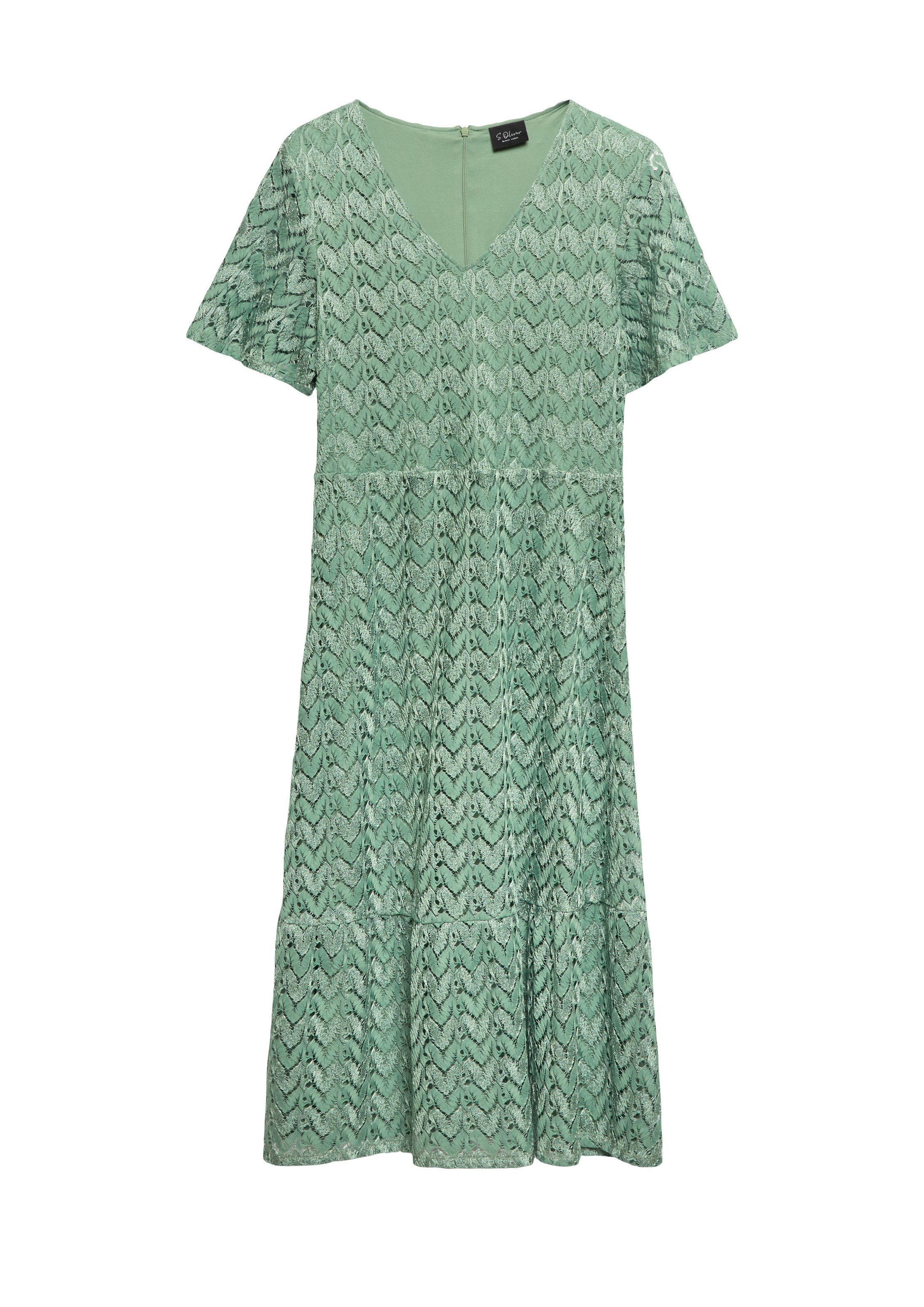 s.Oliver Midikleid Kleid Midi-Kleid mit Glitzergarn und Ajourmuster