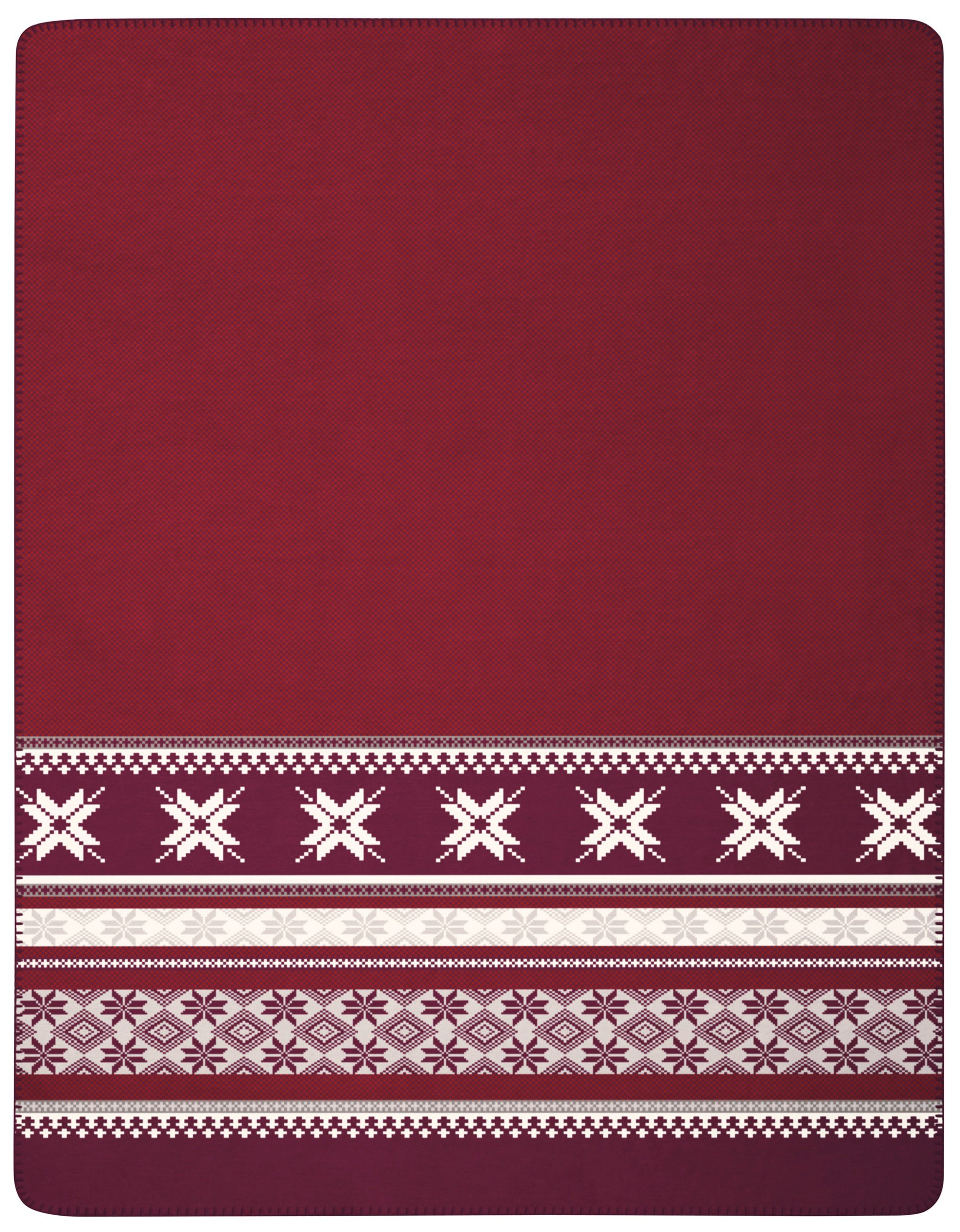Wohndecke Nordic Knit, Biederlack, Stimmungsvolle Bordüren mit Schneeflocken und Eiskristallen