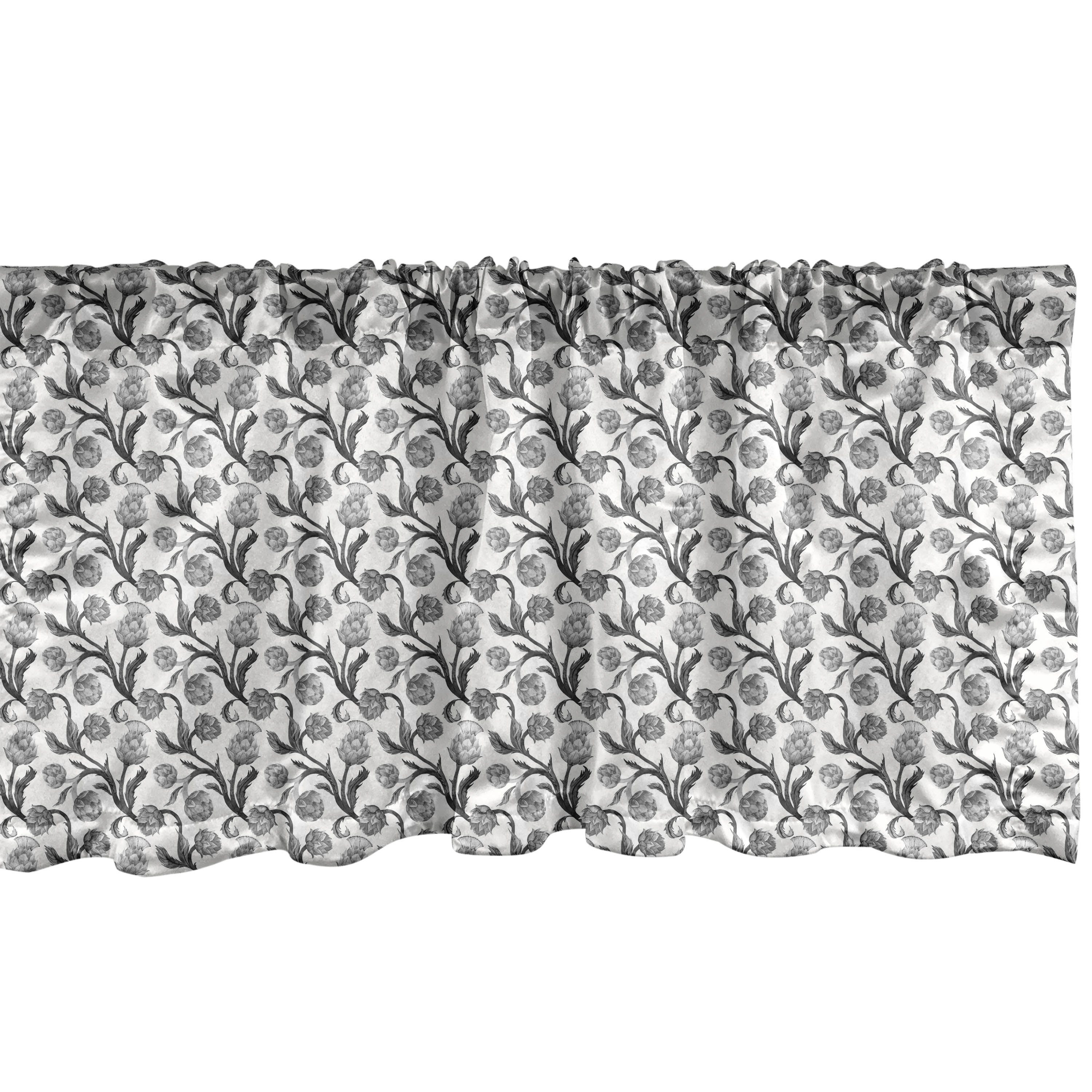 Scheibengardine Vorhang Volant für Küche Schlafzimmer Dekor mit Stangentasche, Abakuhaus, Microfaser, Artischocke Stengeln und Blättern Essen