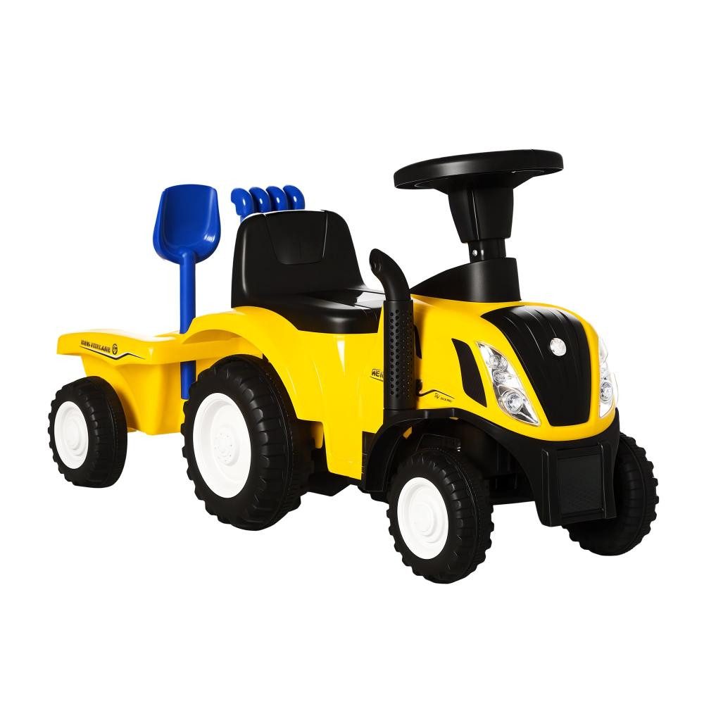 FELIXLEO Elektro-Kinderauto Rutsch Traktor Anhänger Hupe ab 1 Jahr Metall gelb 91 x 29 x 44cm
