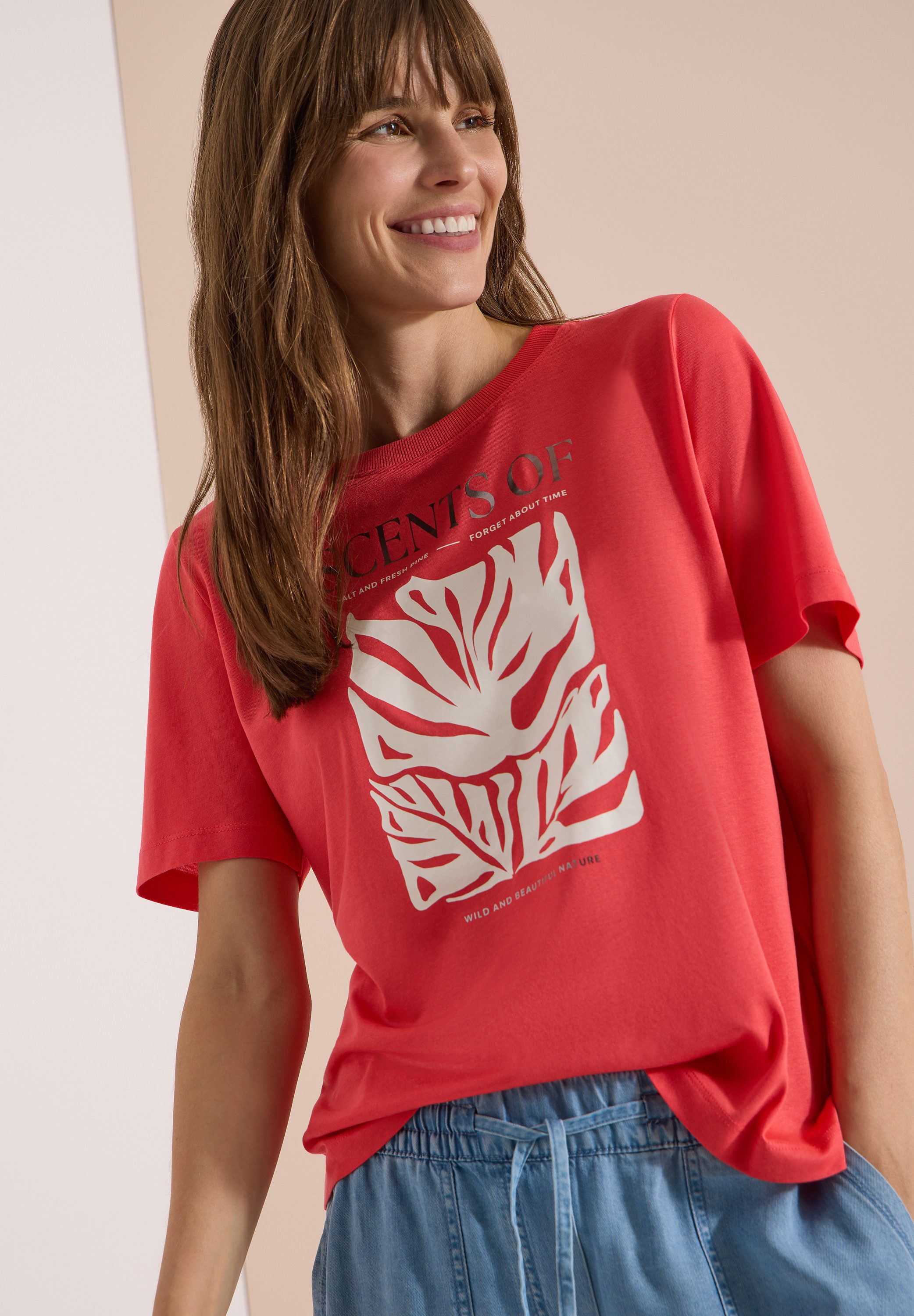 CECIL T-Shirt Sommerschirt, Rundhals, Baumwollmix mit Modal