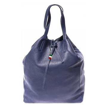FLORENCE Schultertasche Florence ital. Echtleder Shopper (Shopper), Damen Leder Shopper, Schultertasche, blau ca. 30cm