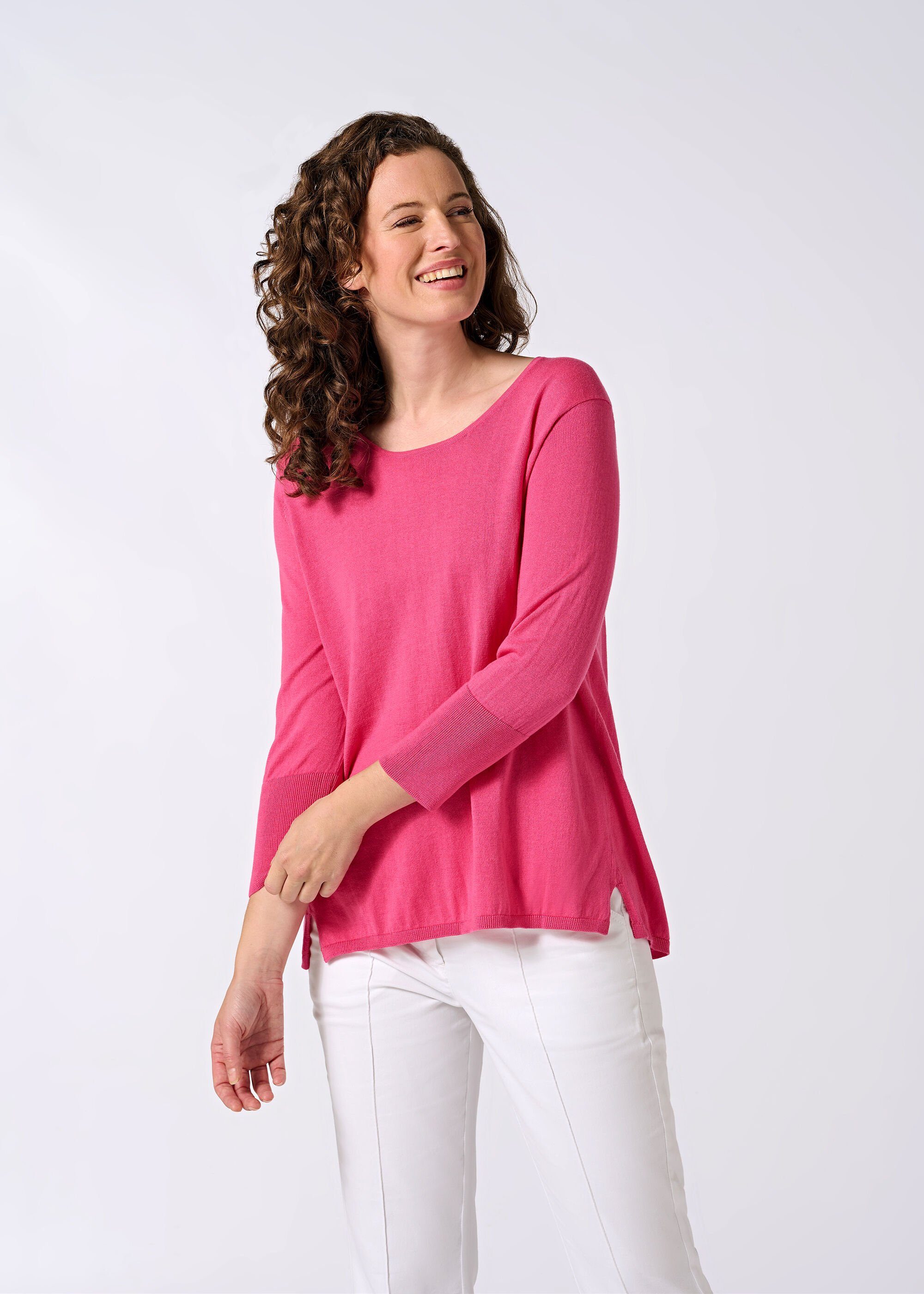 eve in paradise Rundhalspullover Berna mit Schlitzen