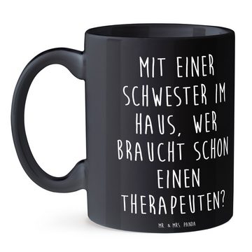 Mr. & Mrs. Panda Tasse Schwester Therapeut - Schwarz - Geschenk, Becher, Bruder, Porzellanta, Keramik, Exklusive Motive