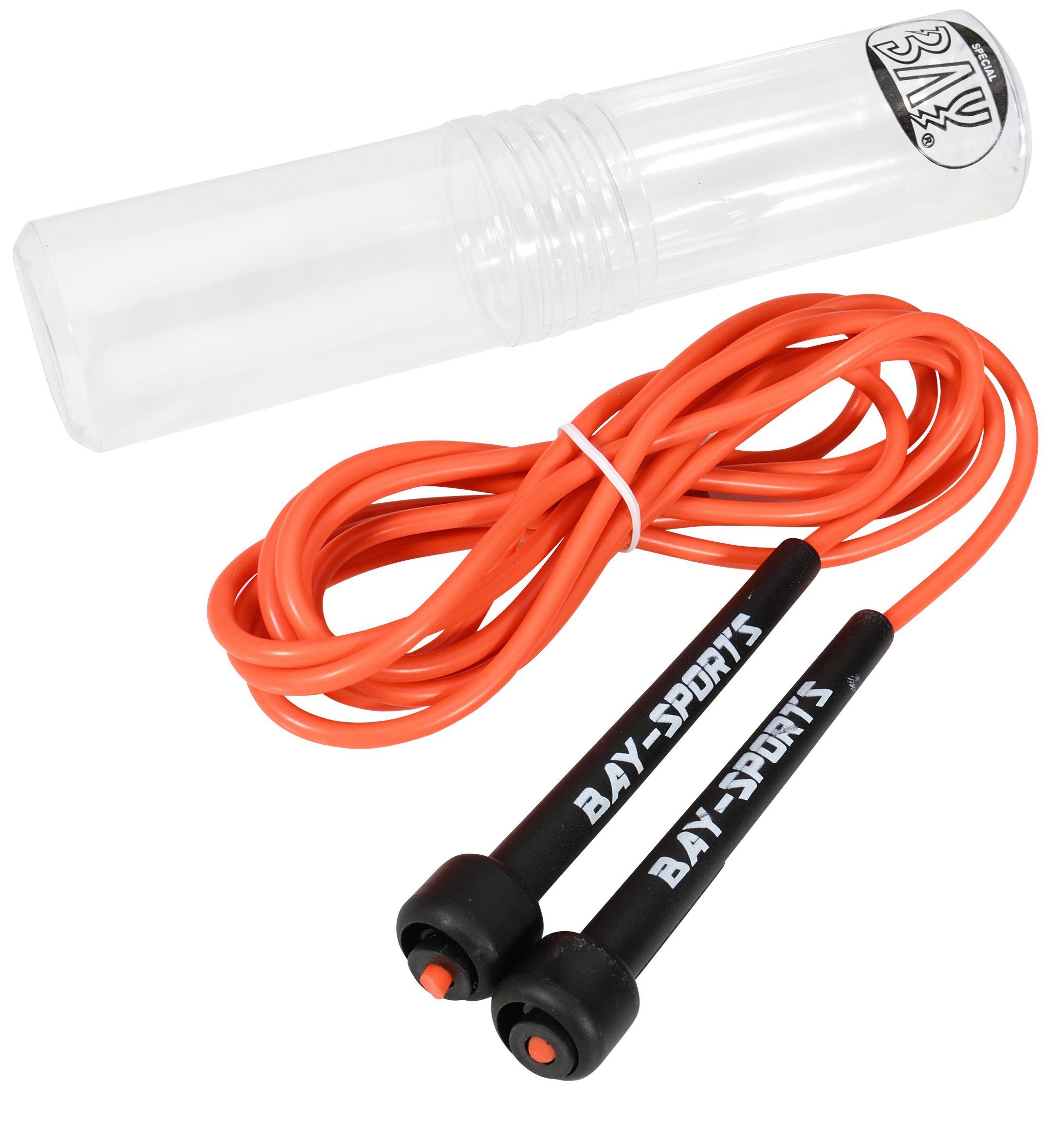 BAY-Sports Springseil High Speed Nylon Sprungseil orange Hüpfseil Skipping Rope Adult, Stufenlos Längenverstellbar - Leicht und ergonomisch