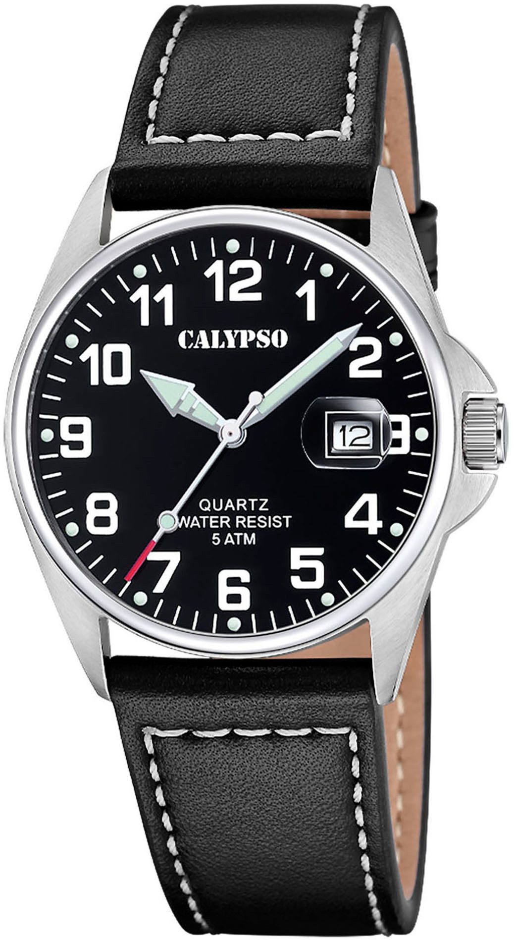CALYPSO WATCHES Quarzuhr Basic K5870/4, Armbanduhr, Herrenuhr, Lederarmband, analog, Tag