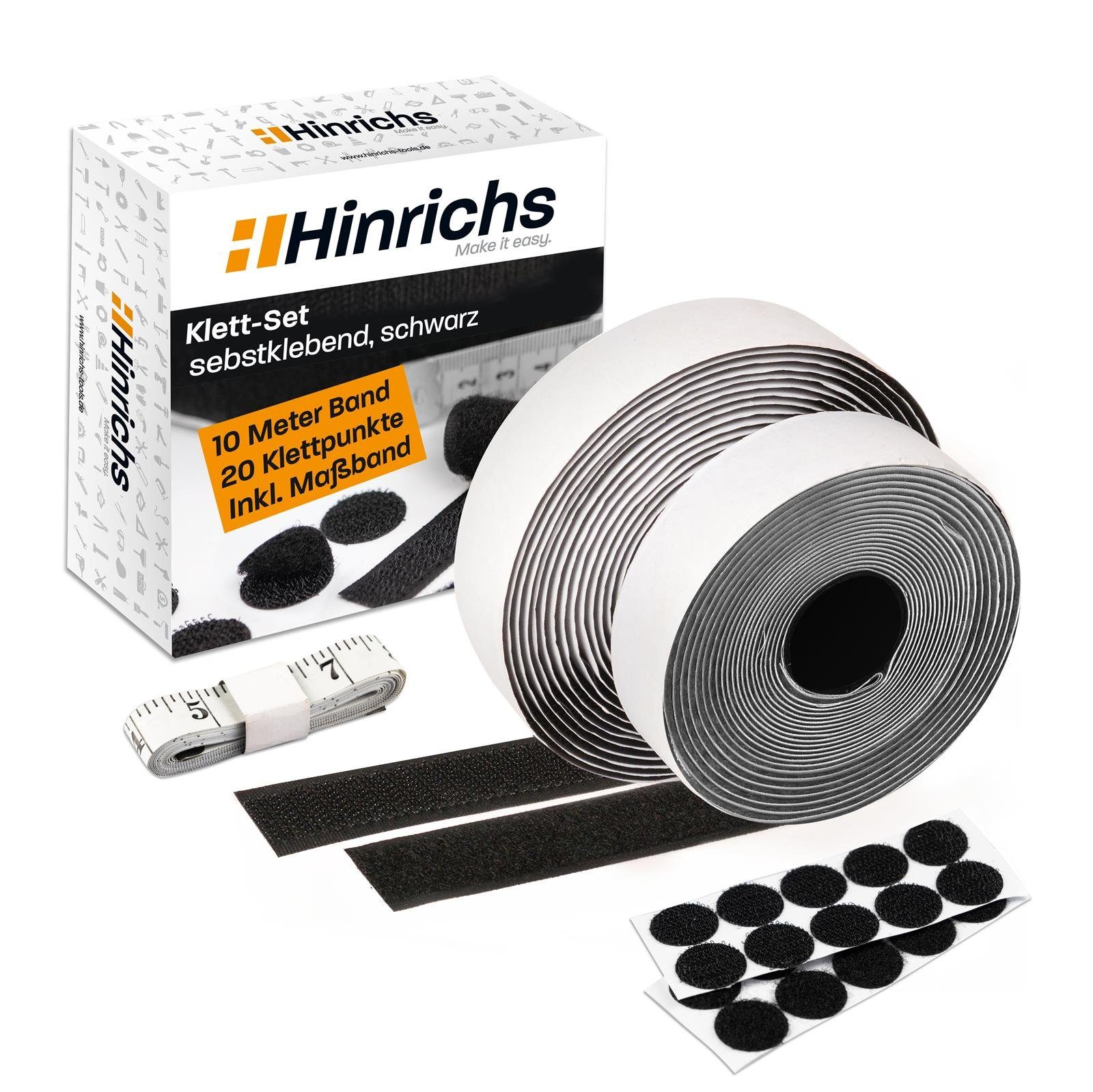 Klettband Hinrichs Klettband Set schwarz, Hinrichs, Schreibtisch Organisation, Selbstklebend 10mm