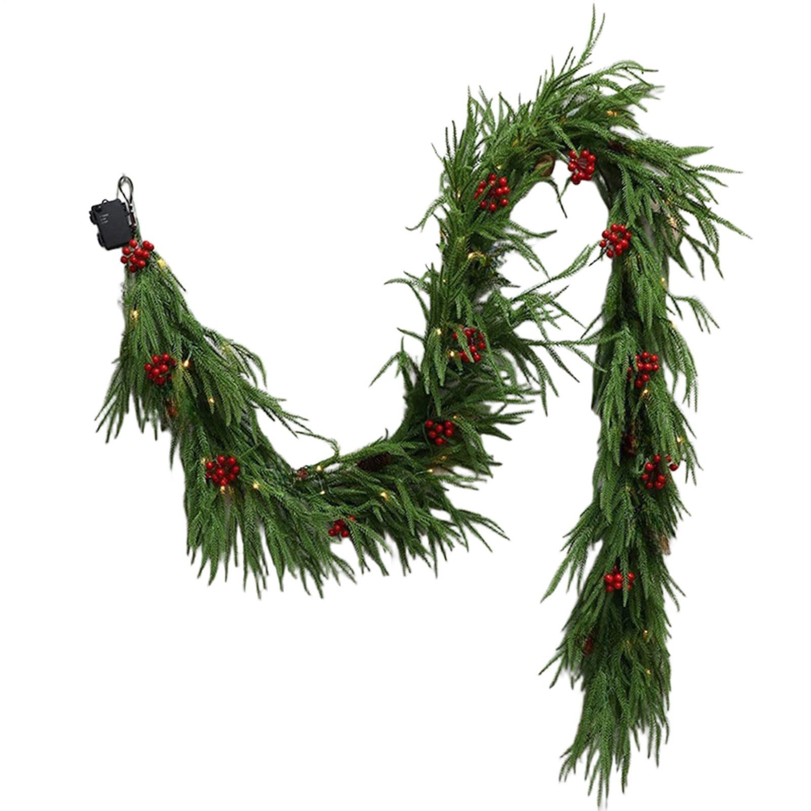 Kunstgirlande Weihnachtsgirlande mit Beleuchtung Innen Außen Grün Weihnachtsdeko