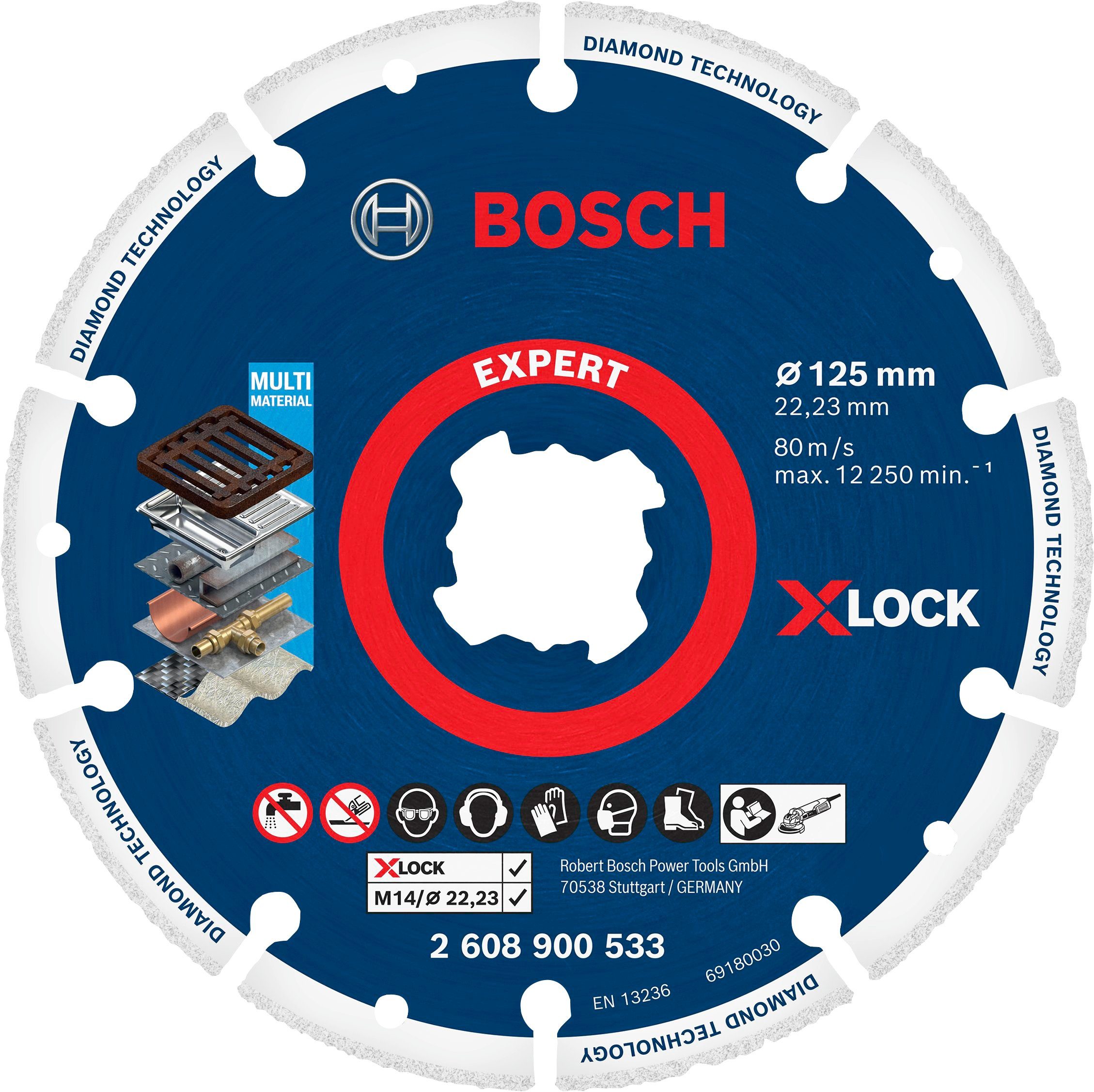 Professional Bosch X-LOCK Diamant-Metallscheibe Diamanttrennscheibe