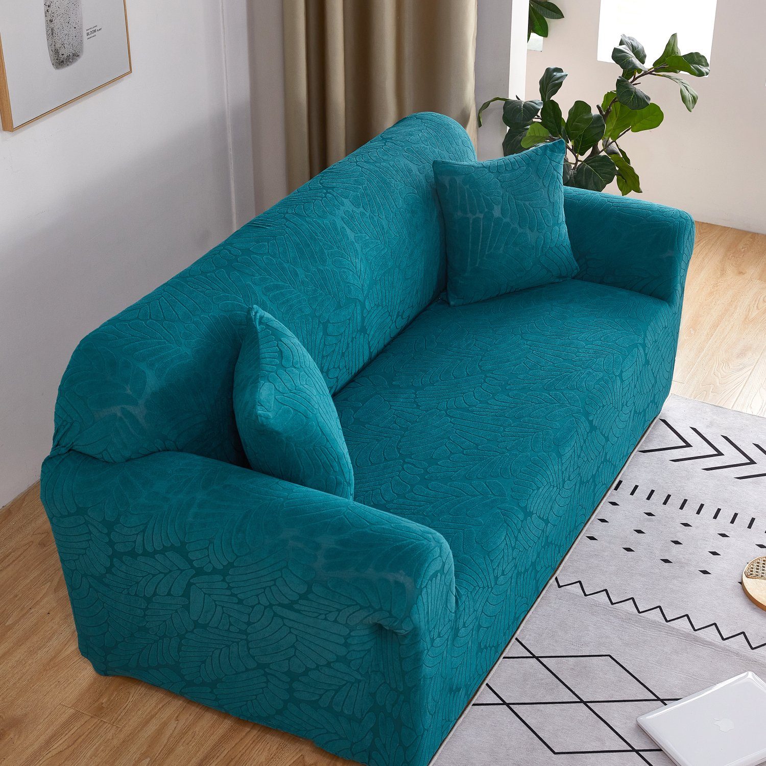 elastischer HOMEIDEAS, Stretch-Sofa-Schonbezug Grün mit Sofahusse, Unterseite