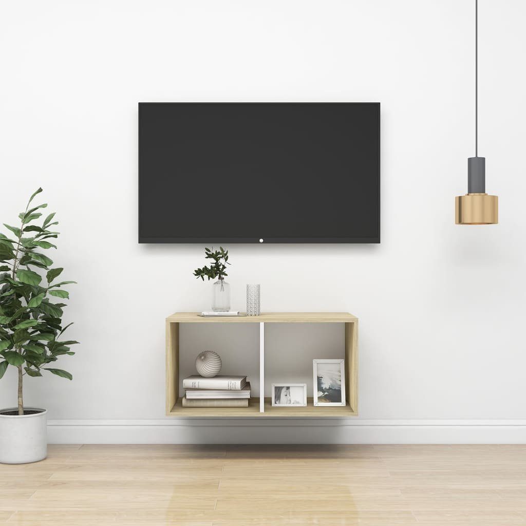 furnicato TV-Schrank TV-Wandschrank Sonoma-Eiche und Weiß 37x37x72 cm Holzwerkstoff