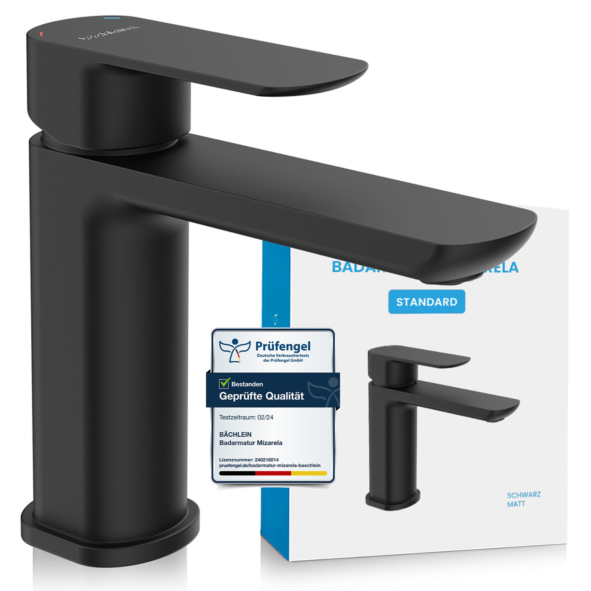 Bächlein Badarmatur Elegante Waschtischarmatur Mizarela (Schwarz) hochwerti günstig online kaufen