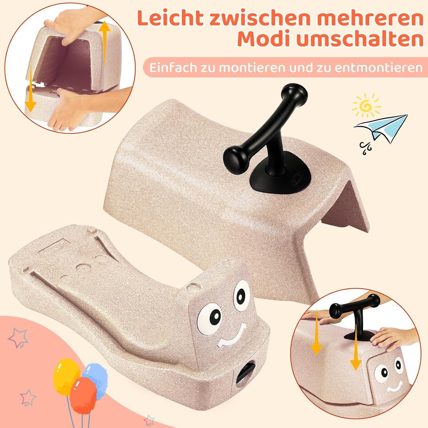 TLGREEN Rutscherauto 5 in 1 Babyrutscher mit Geräuschlose Räder, (Rutschfahrzeug), Babyroller bis 20kg, EPP, Baby Walker, Wippauto – Bild 5 von 5