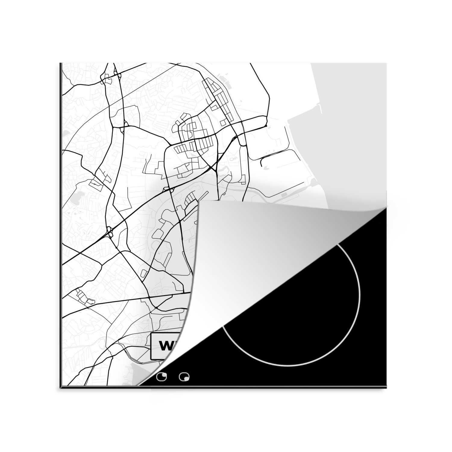 MuchoWow Herdblende-/Abdeckplatte Wilhemshaven - Karte - Stadtplan, Vinyl, (1 tlg), 78x78 cm, Ceranfeldabdeckung, Arbeitsplatte für küche