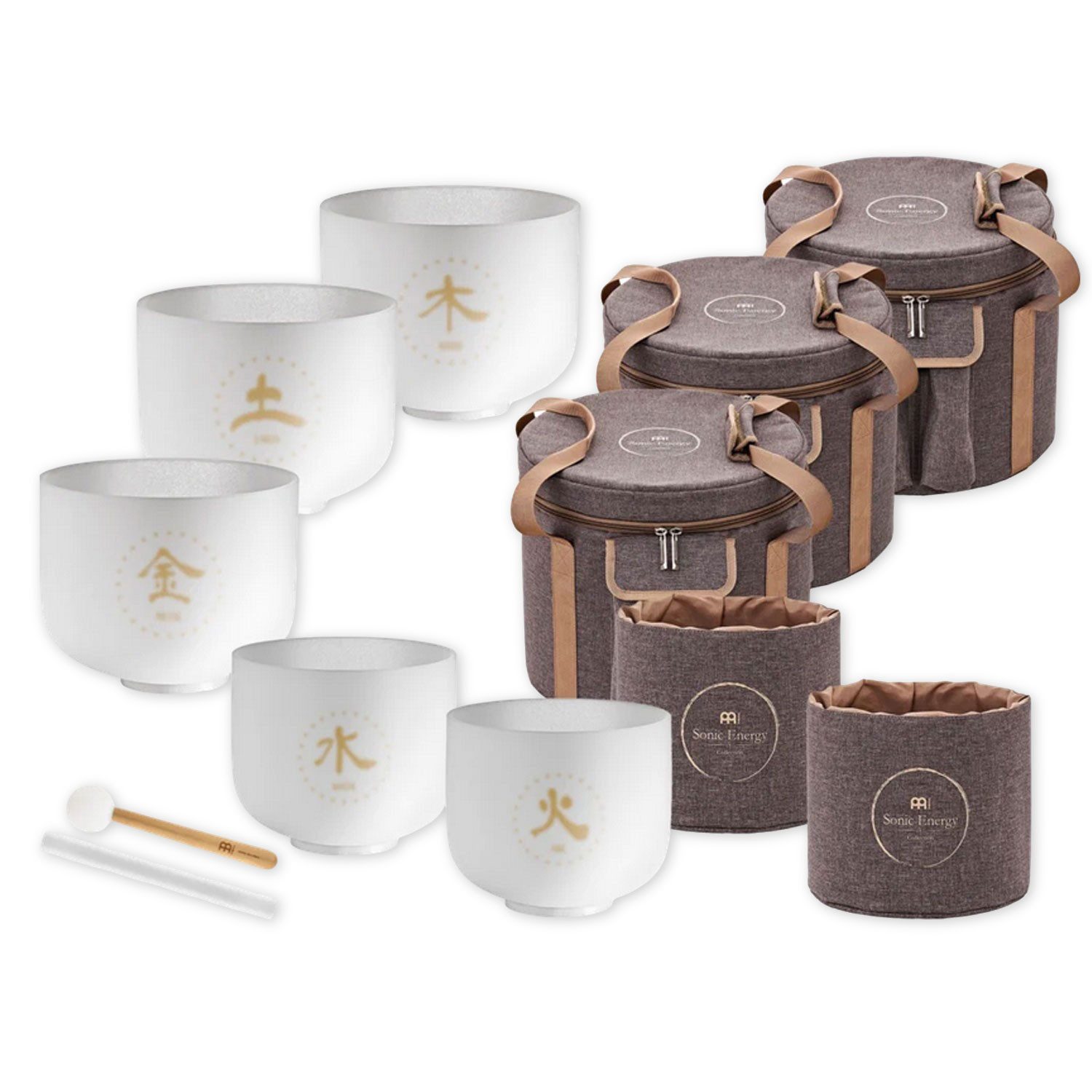 Meinl Sonic Energy Klangschalen Meinl Sonic Energy Quarz-Klangschalen Set TCMCSBSET5 5-Elemente, Klangschalen-Set, Quarz-Klangschalen-Set mit 5 Klangschalen und Zubehör