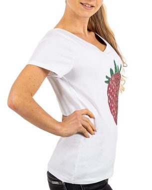 Geo Norway T-Shirt Casual Kurzarm Shirt bajadora Lady (1-tlg) mit Erdbeermotiv