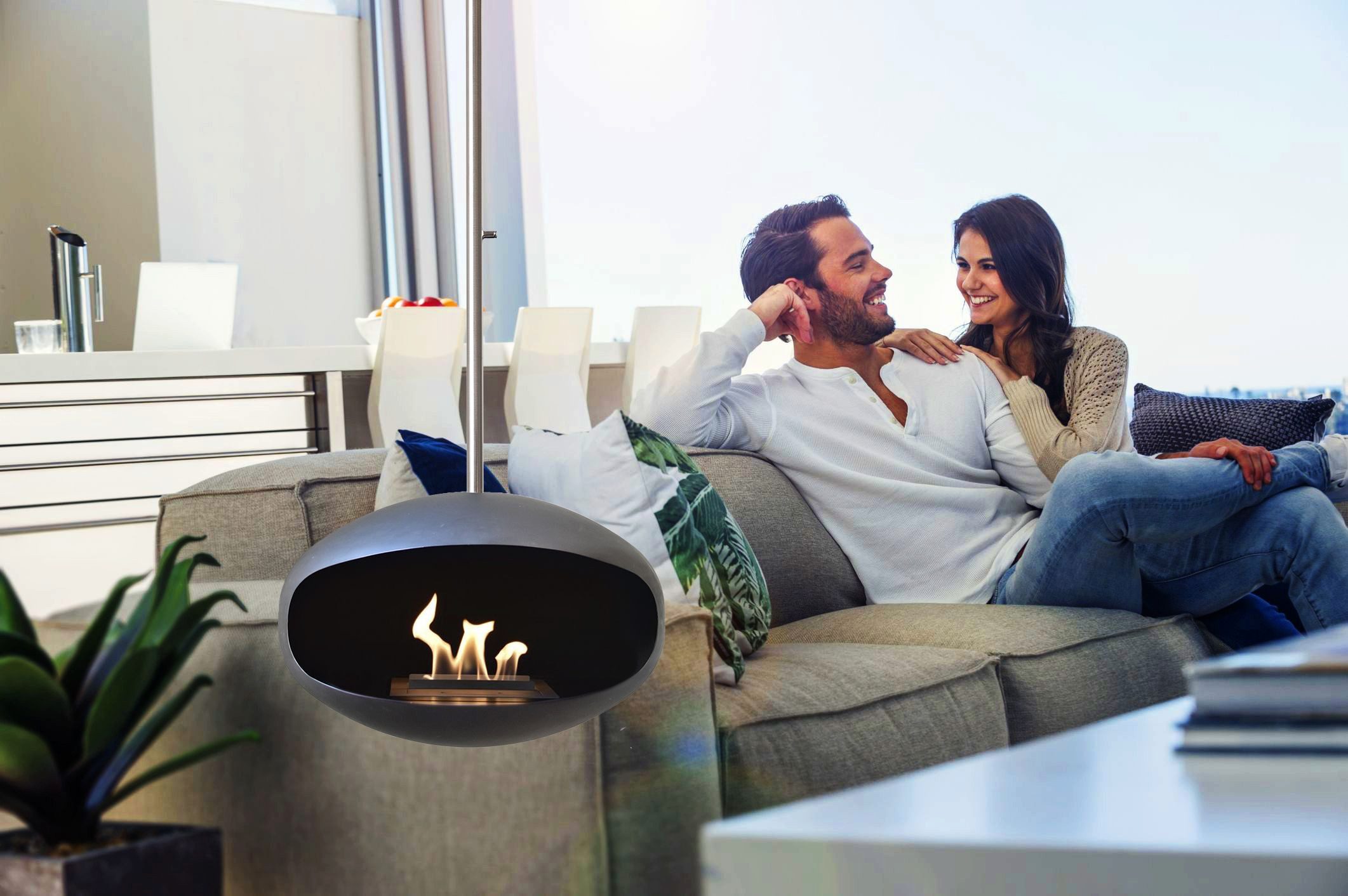 terrassana Echtfeuer-Dekokamin Cocoon Aeris