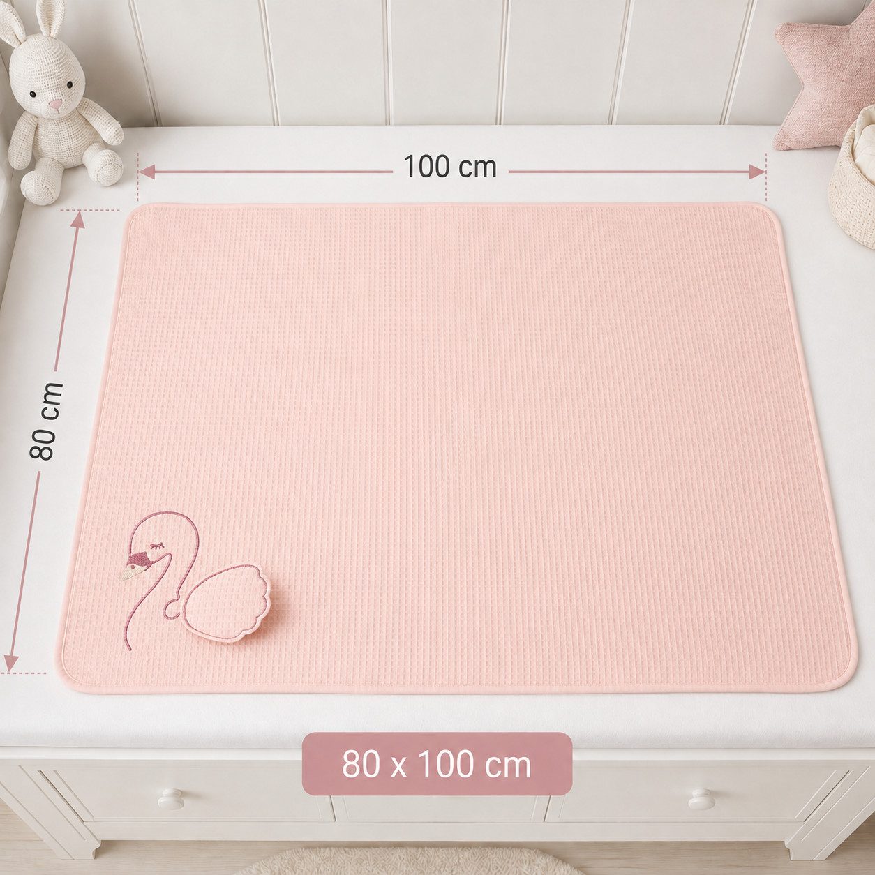 Babydecke 80x100 cm aus Baumwolle,Waffeloptik, Wendedecke, Kuscheldecke Rosa, soma, Wendedecke mit Waffeloptik Waffeldecke