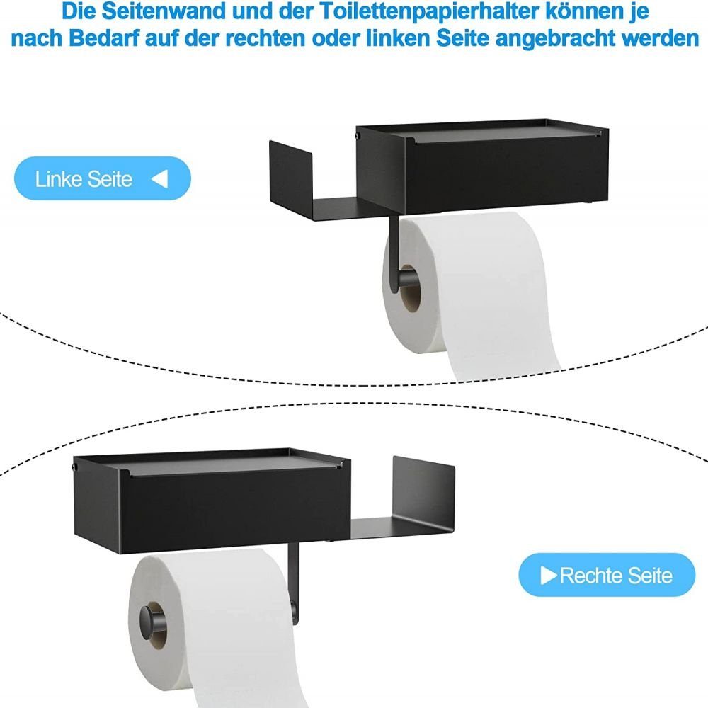 GelldG Toilettenpapierhalter Toilettenpapierhalter mit Ablage, Schwarz. Edelstahl