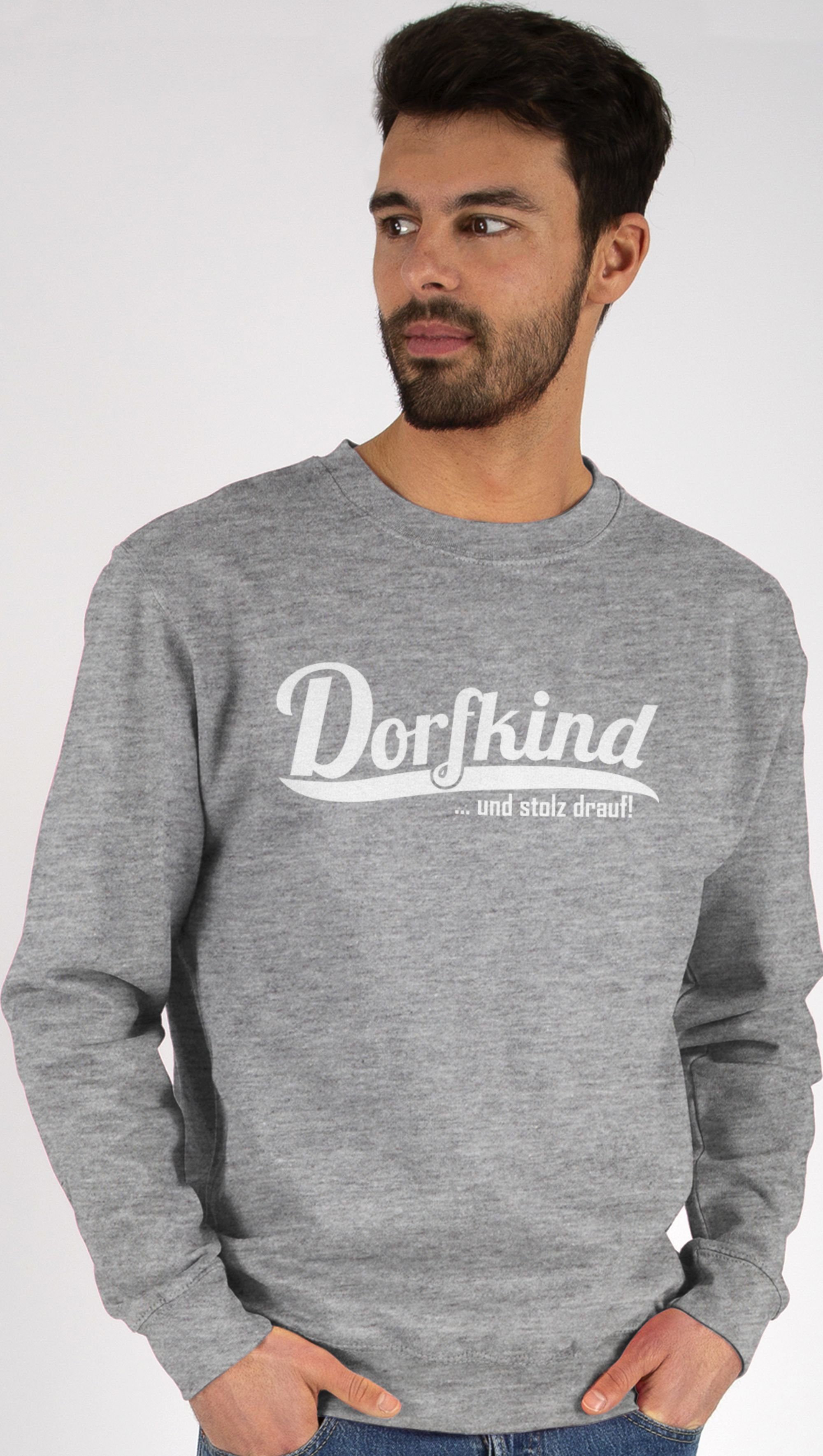 Shirtracer Sweatshirt Dorfkind und stolz drauf (1-tlg) Sprüche Statement mit Spruch 3 Grau meliert