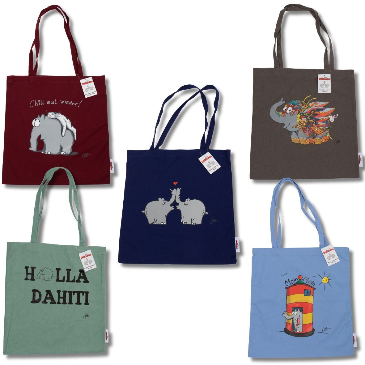 Ottifant Productions GmbH Einkaufsbeutel Ottifanten-Baumwollbeutel in 5 neuen Motiven