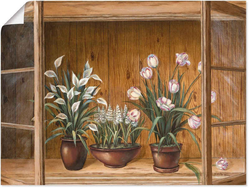 Artland Wandbild Blumen in der Vitrine, Vasen & Töpfe (1 St), als Alubild, Leinwandbild, Wandaufkleber oder Poster in versch. Größen