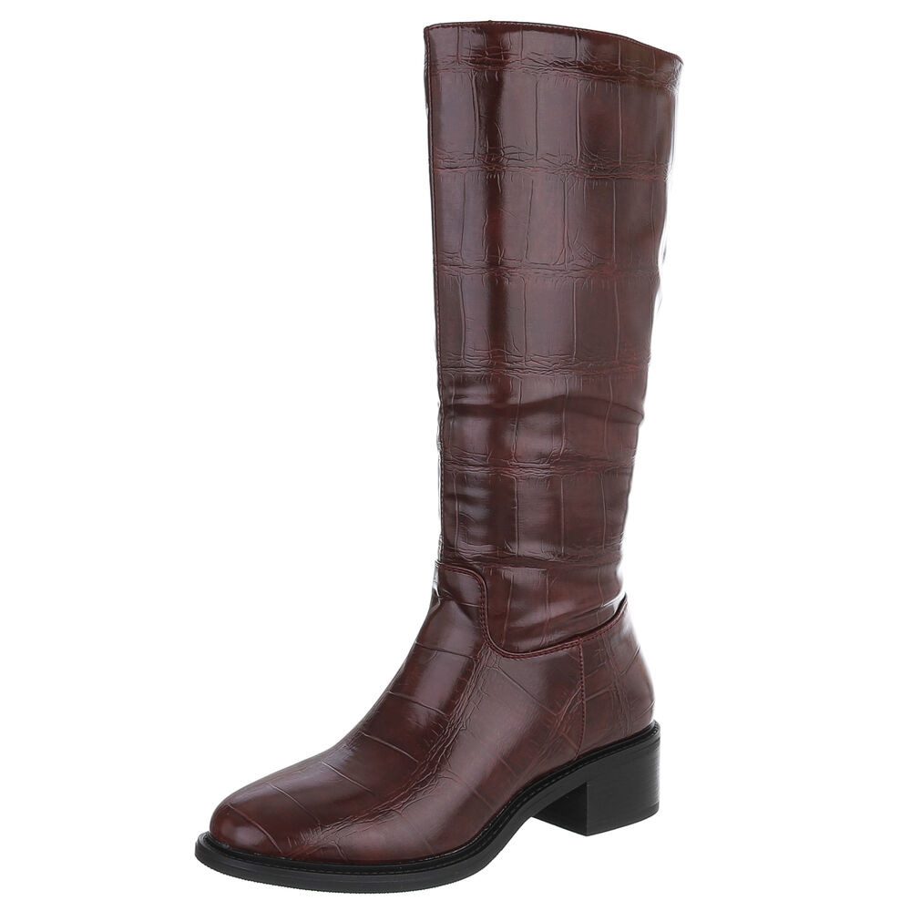 Ital-Design Elegante Hohe Stiefel mit Strukturprägung für Damen Stiefel (90 günstig online kaufen