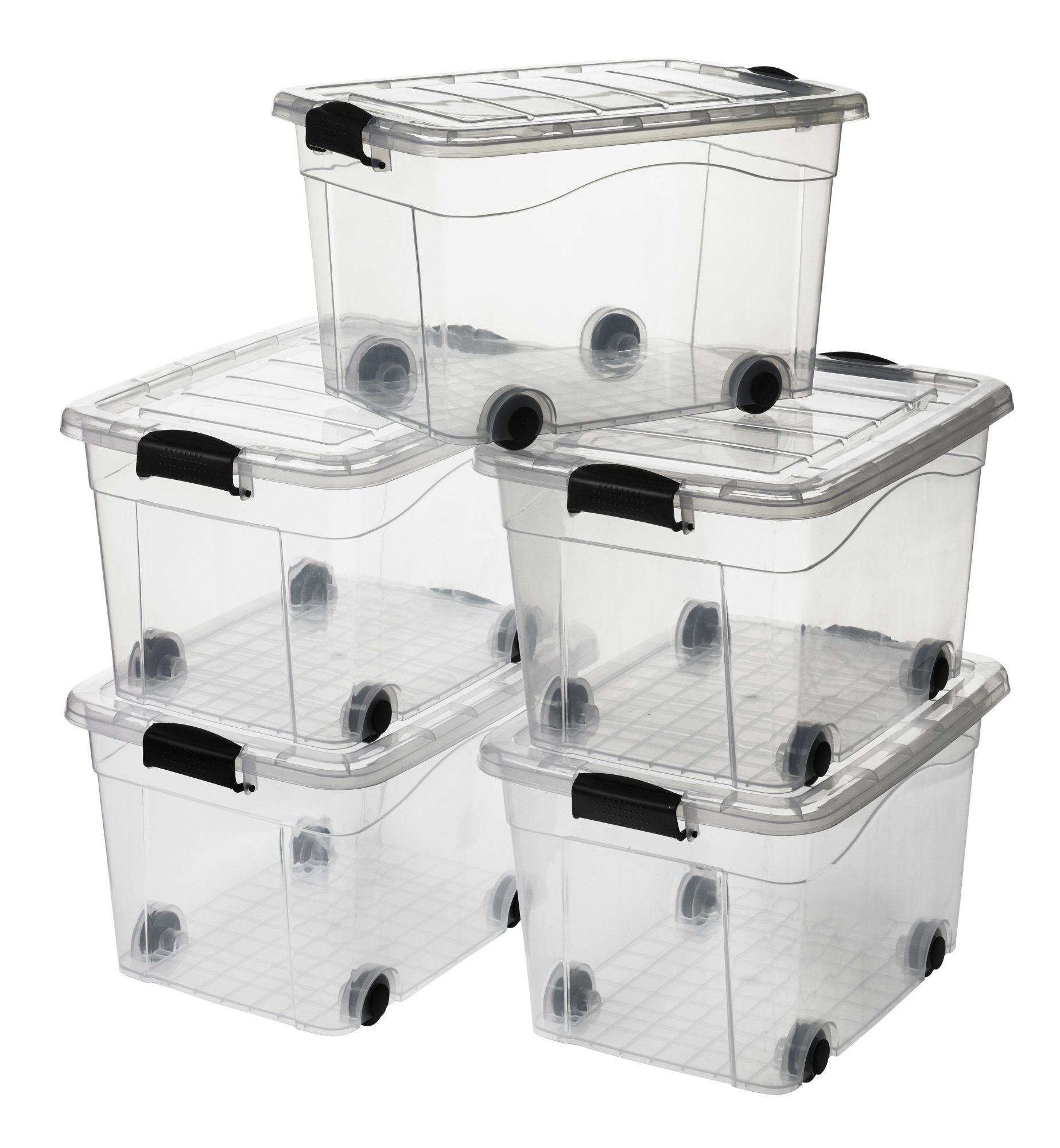 Logiplast Aufbewahrungsbox »Premium Aufbwahrungsbox, 40 Liter« (Spar-Set, 5  Stück), inkl. Rollen