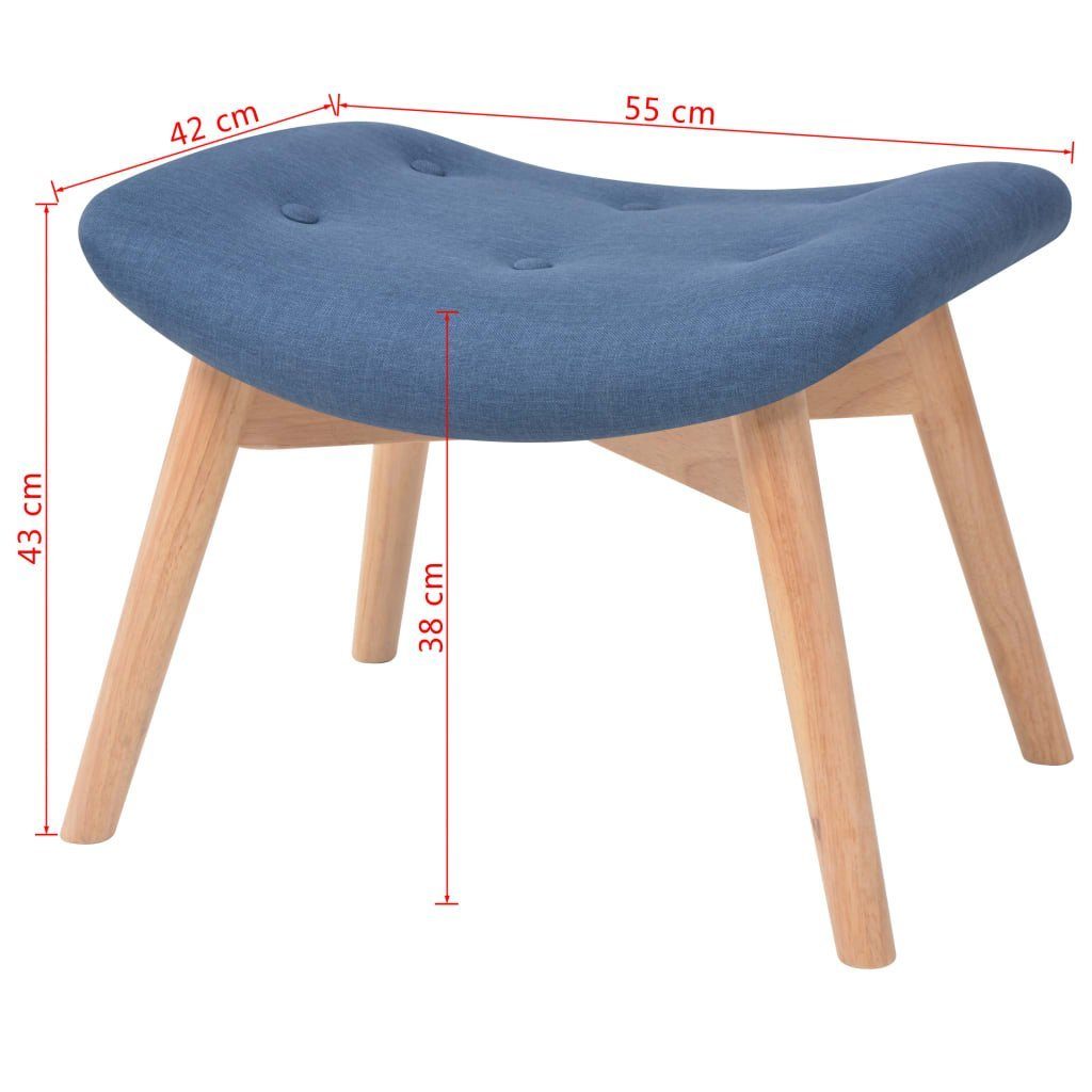 Sessel Stoff Blau vidaXL Sessel mit (1-St) Fußhocker