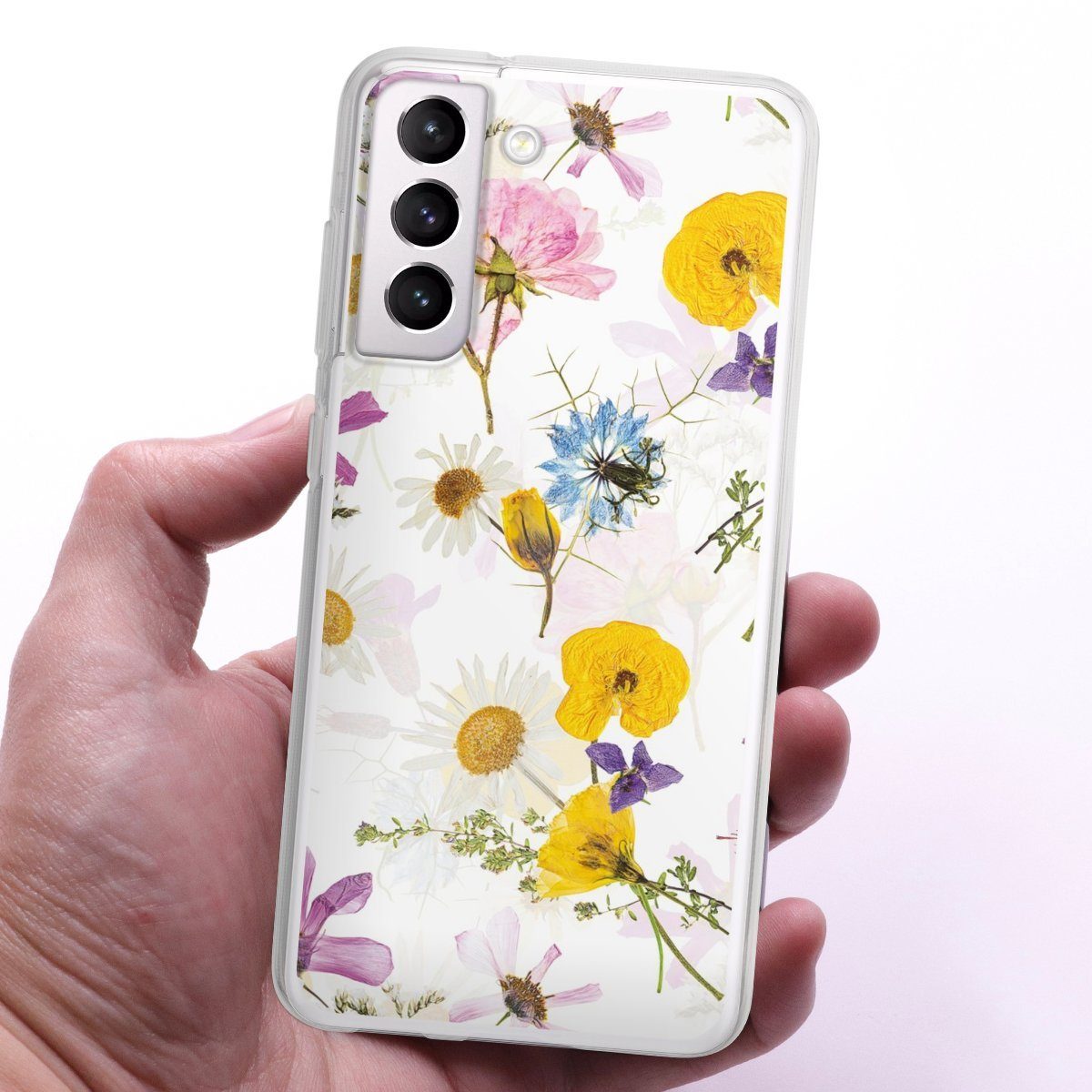 DeinDesign Handyhülle Blumen Natur Utart Wildflower Wallpaper, Samsung Galaxy S21 FE 5G Silikon Hülle Bumper Case Handy Schutzhülle
