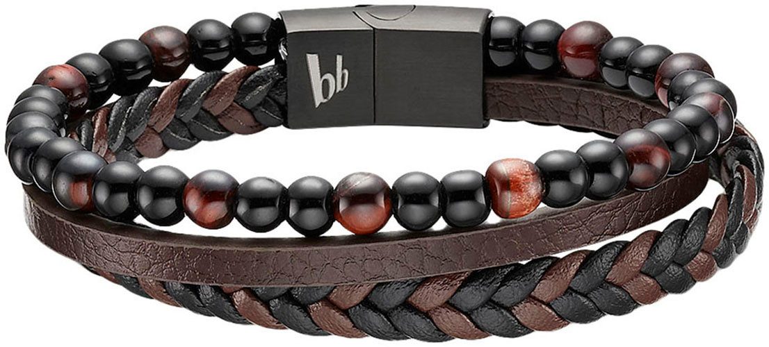 Bruno Banani Lederarmband Schmuck Geschenk Armband, B4096B/20/00/21, mit Tigerauge (synth)