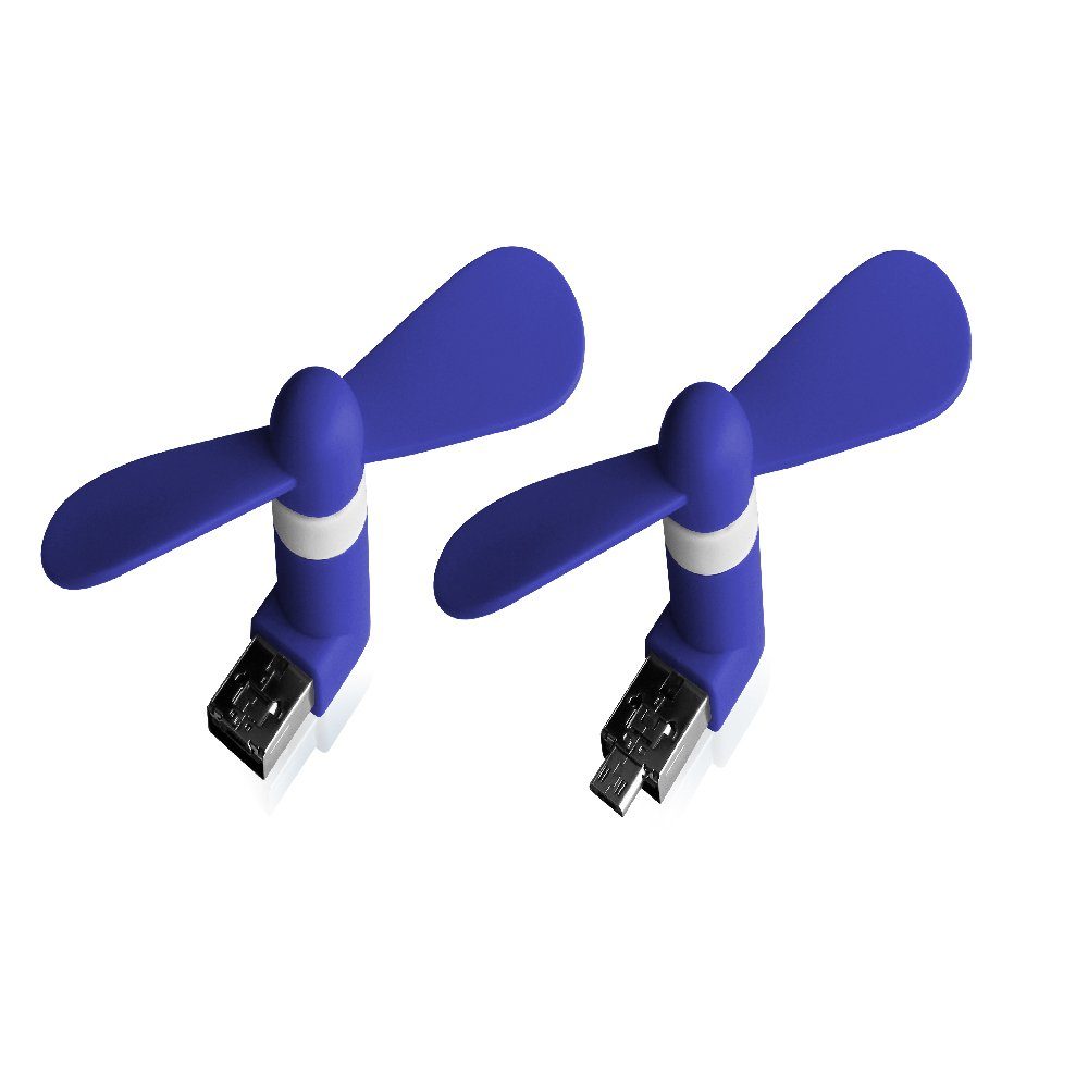 XLAYER Mini USB-Ventilator Ventilator XLayer Colour Line Mini Fan 2-in-1 Micro USB & USB Blau