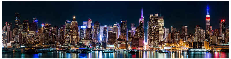 wandmotiv24 Fototapete New York bei Nacht, glatt, Wandtapete, Motivtapete, matt, Vliestapete, selbstklebend