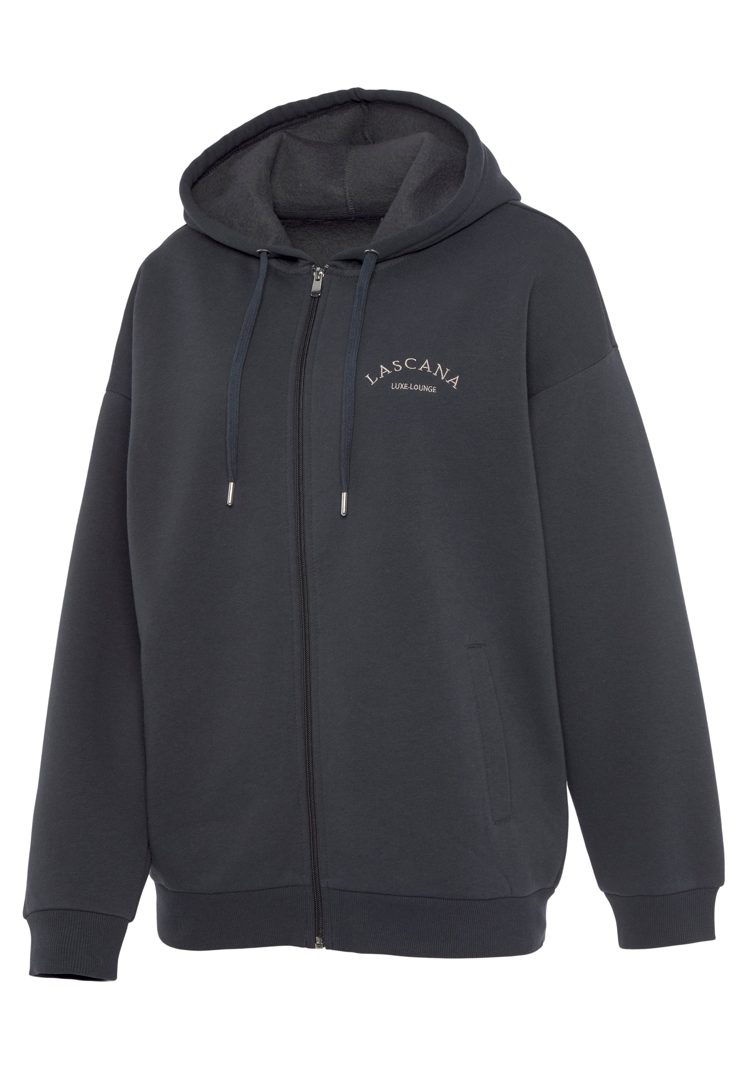 LASCANA Kapuzensweatjacke mit seitlichen Taschen und Innen angeraut, Loungewear