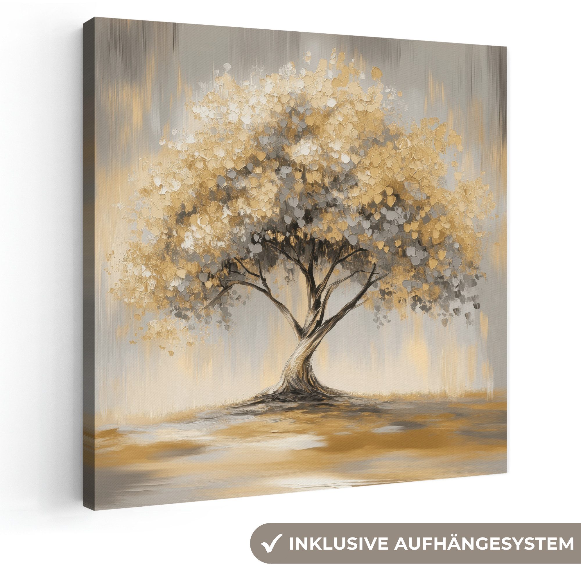 OneMillionCanvasses® Leinwandbild Kunstdrucke - Baum - Abstrakt - Blätter, Fotodruck (1 St), Wandbild, Deko Schlafzimmer Wohnzimmer Flur 20x20 cm
