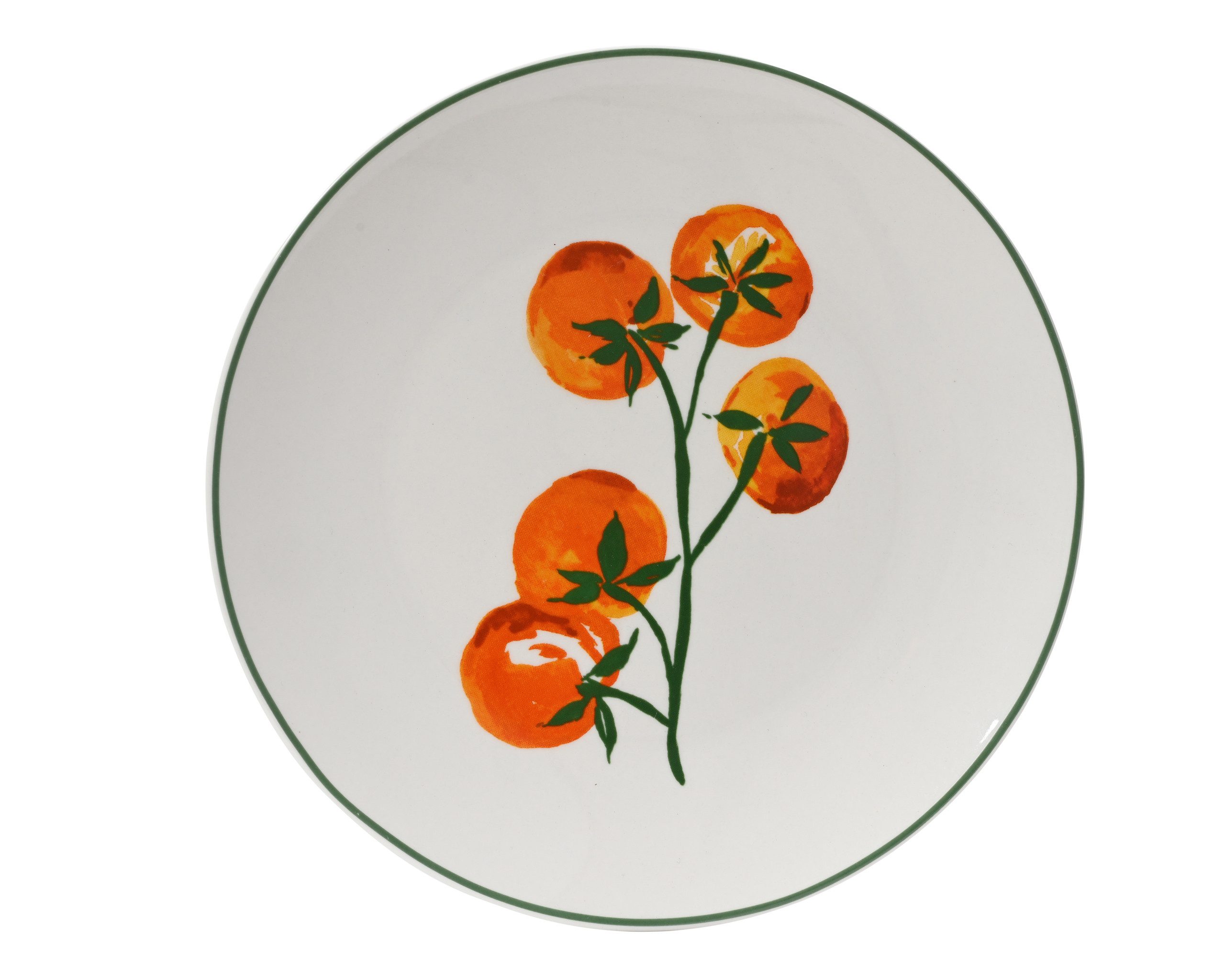 Decoris season decorations Teller, Frühstücksteller Porzellan 20,2x2,3cm mit Tomaten Motiv Weiß Rot Grün