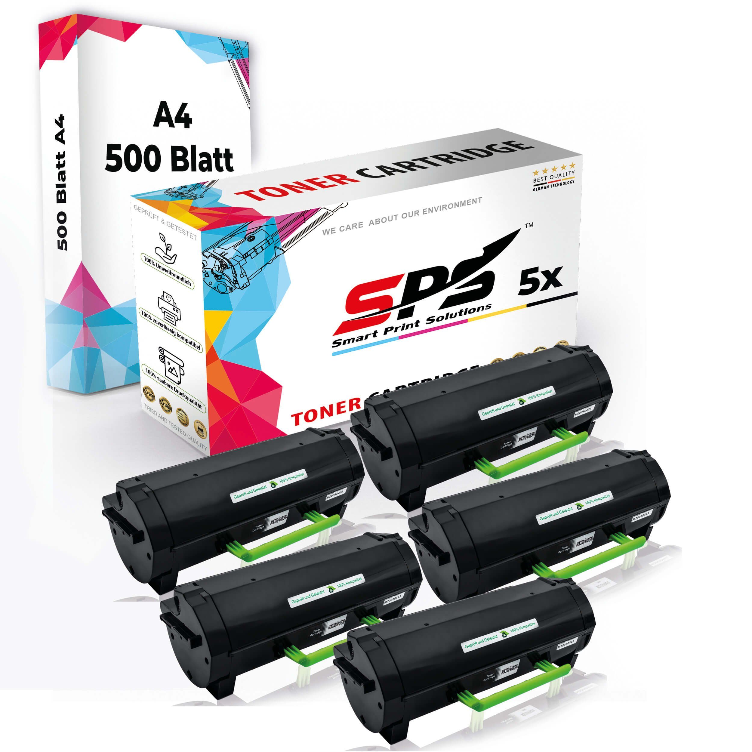 A4 MX 5x 511, (5er + SPS Druckerpapier Set Multipack Pack) Tonerkartusche Lexmark für Kompatibel
