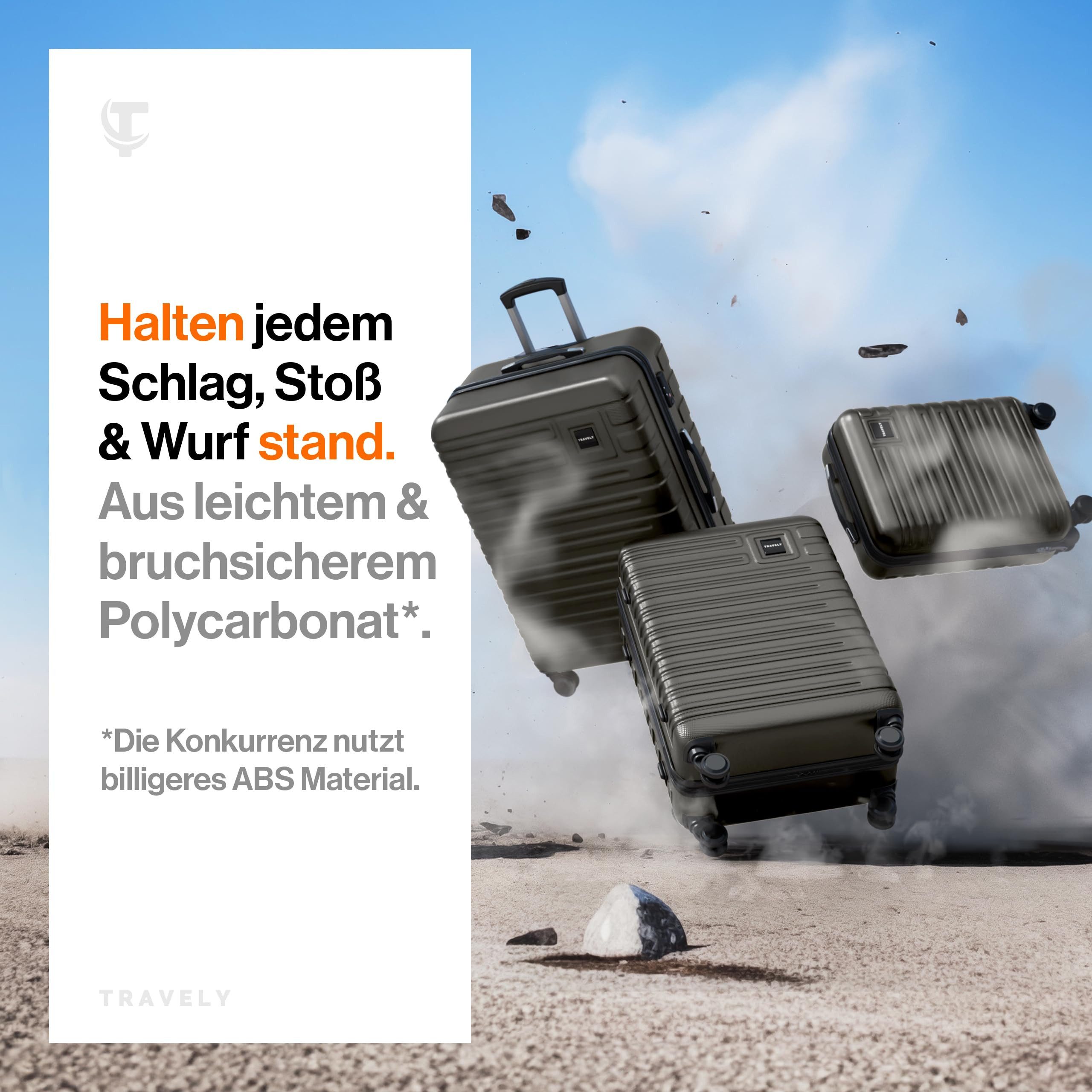 Travely Koffer Polycarbonat Koffer Set - 3 teiliges Kofferset, XL + L + M, günstig online kaufen