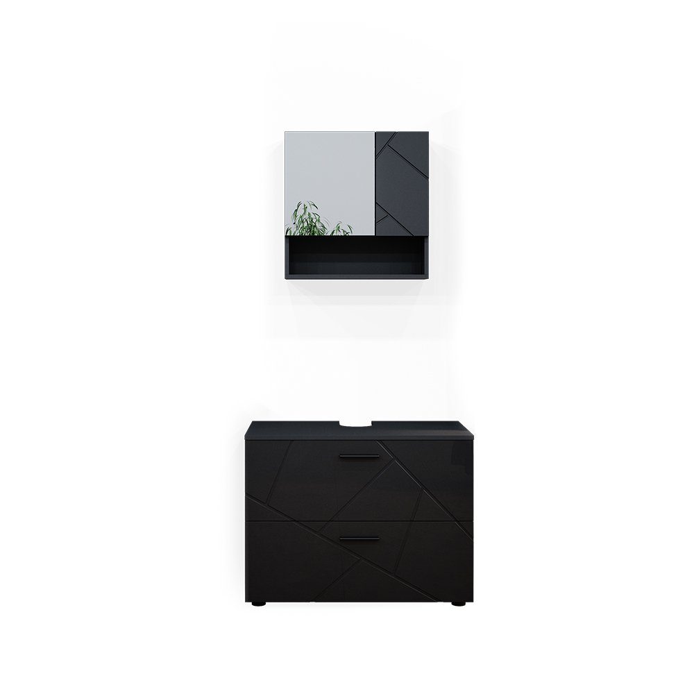 Vicco Badmöbel-Set Irma, Anthrazit Hochglanz, 2 Teile, (2-St., 2-er Set) günstig online kaufen